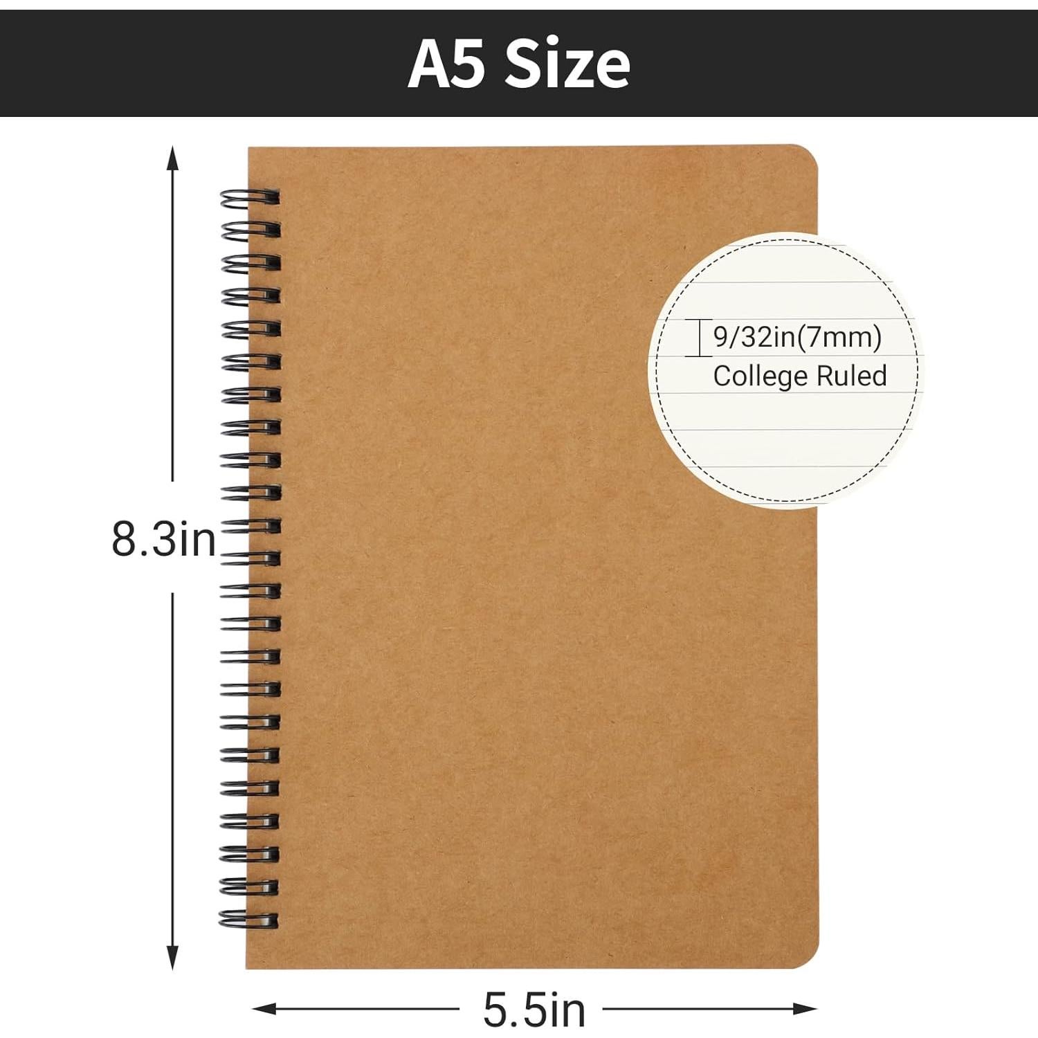 Cuaderno Espiral Rayado EUSOAR A5 Kraft 3 Paquetes 120 Páginas