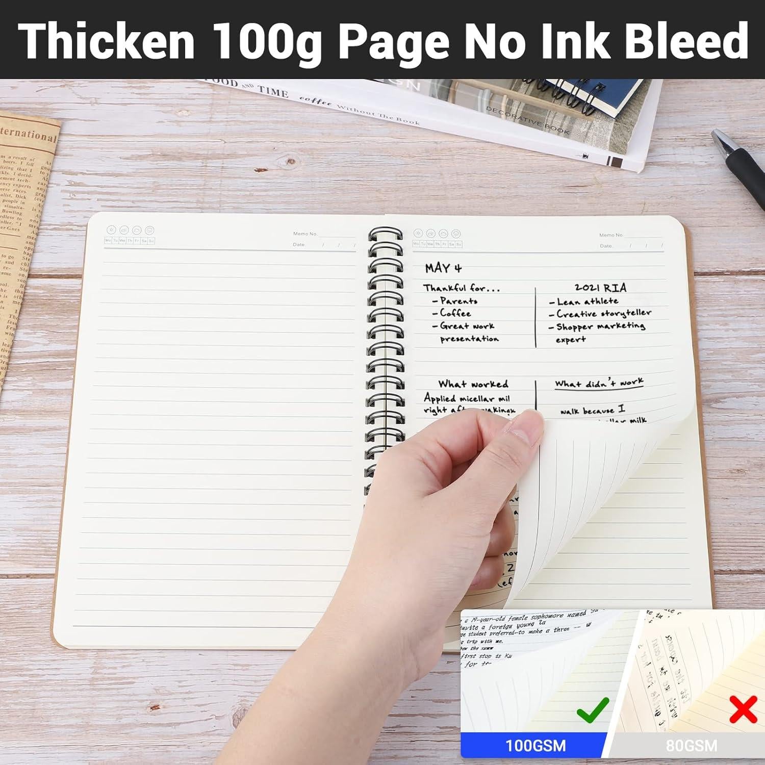 Cuaderno Espiral Rayado EUSOAR A5 Kraft 3 Paquetes 120 Páginas