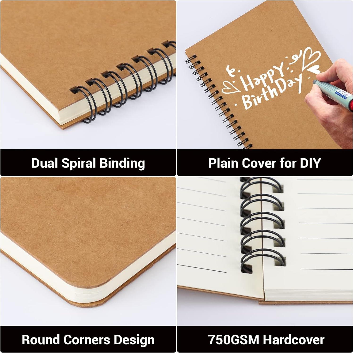 Cuaderno Espiral Rayado EUSOAR A5 Kraft 3 Paquetes 120 Páginas