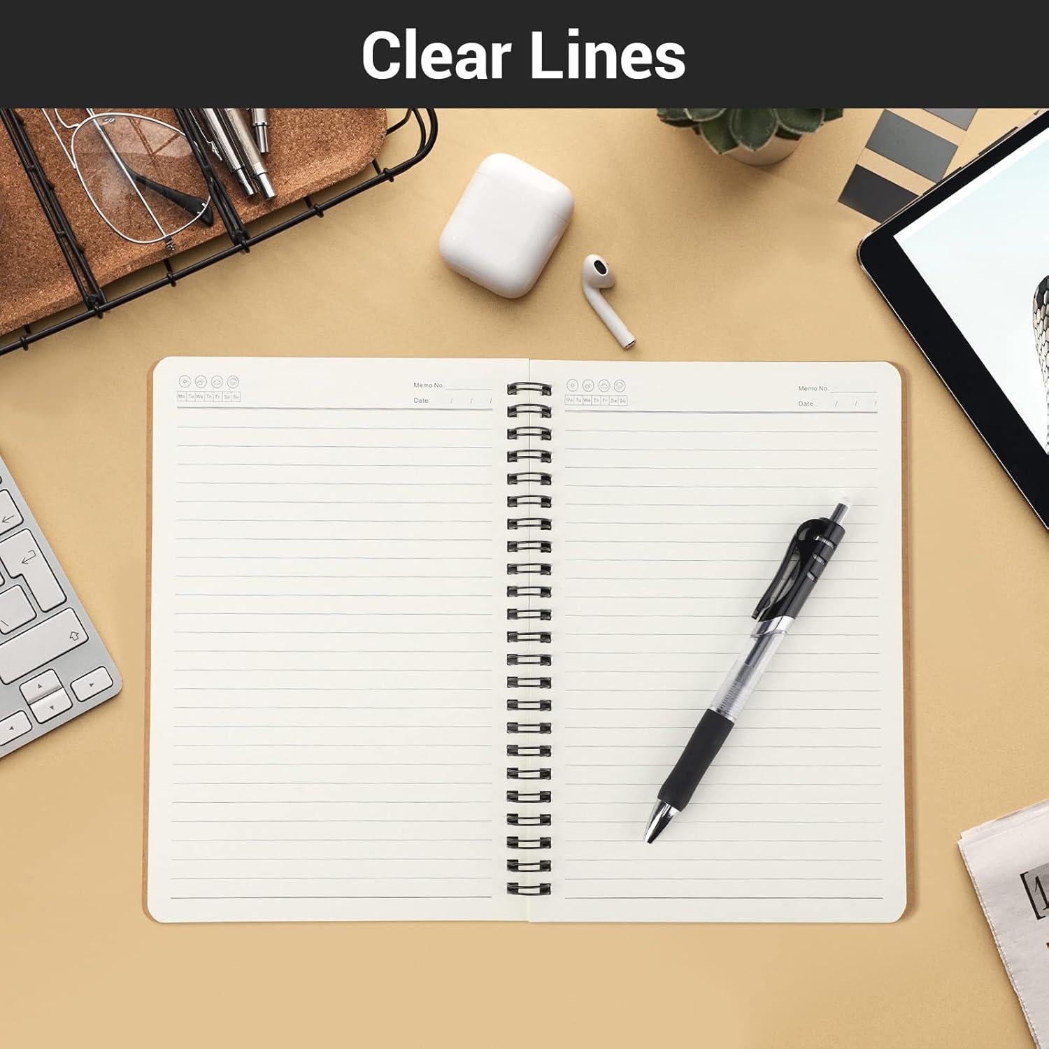 Cuaderno Espiral Rayado EUSOAR A5 Kraft 3 Paquetes 120 Páginas