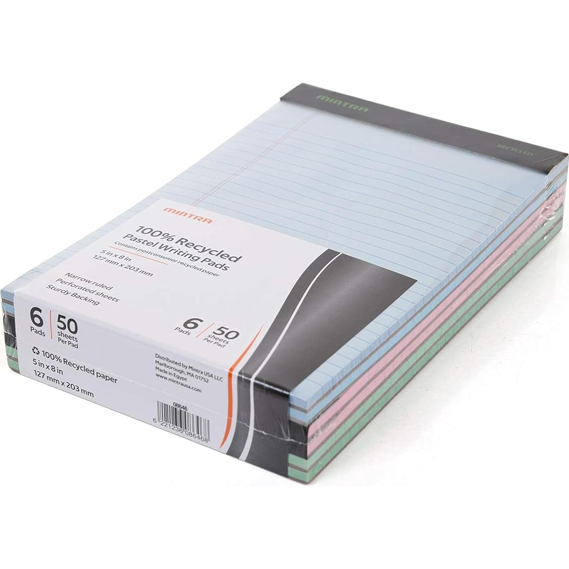 Bloc de Notas Reciclados Mintra Office 6pk Pastel 50 Hojas