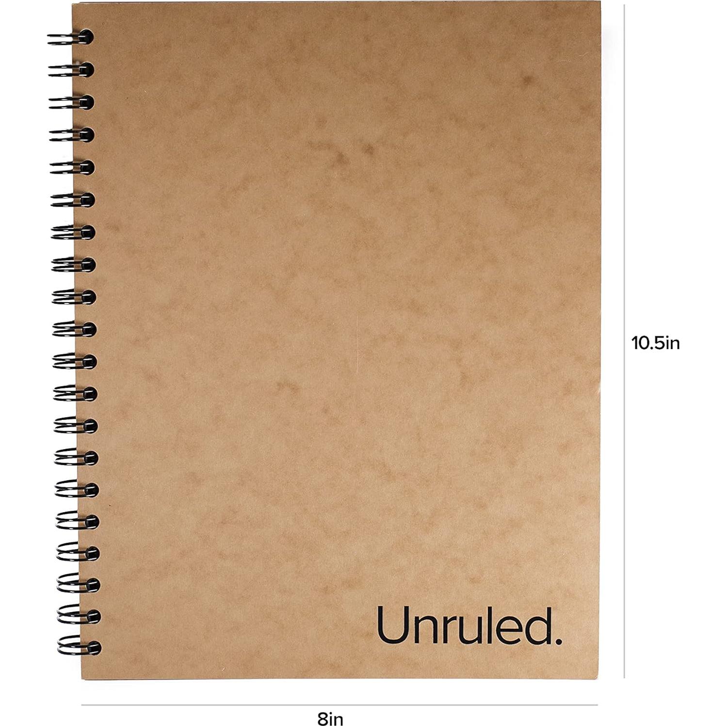 Cuaderno Espiral Unruled Blanco Sin Rayas 70 Hojas 26.67x20.32cm