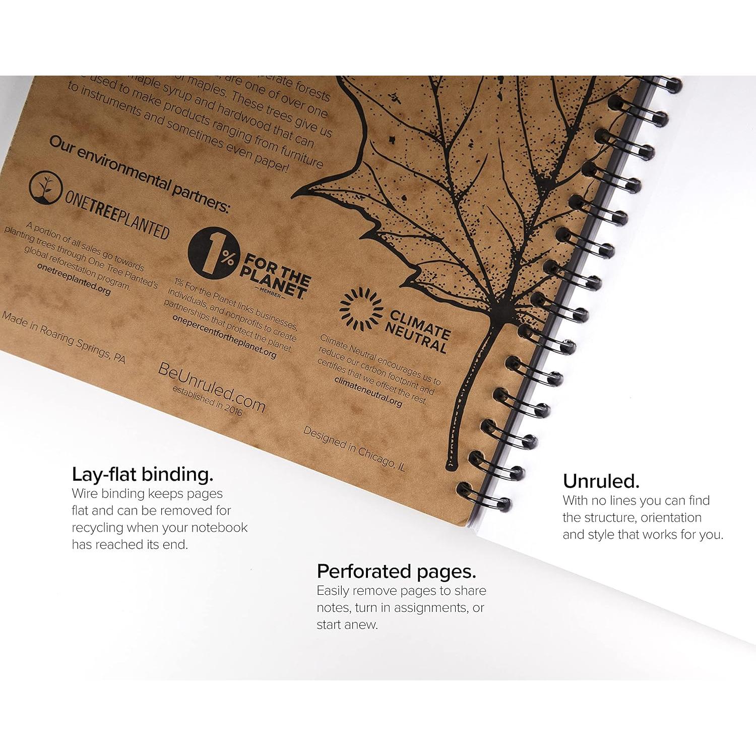 Cuaderno Espiral Unruled Blanco Sin Rayas 70 Hojas 26.67x20.32cm