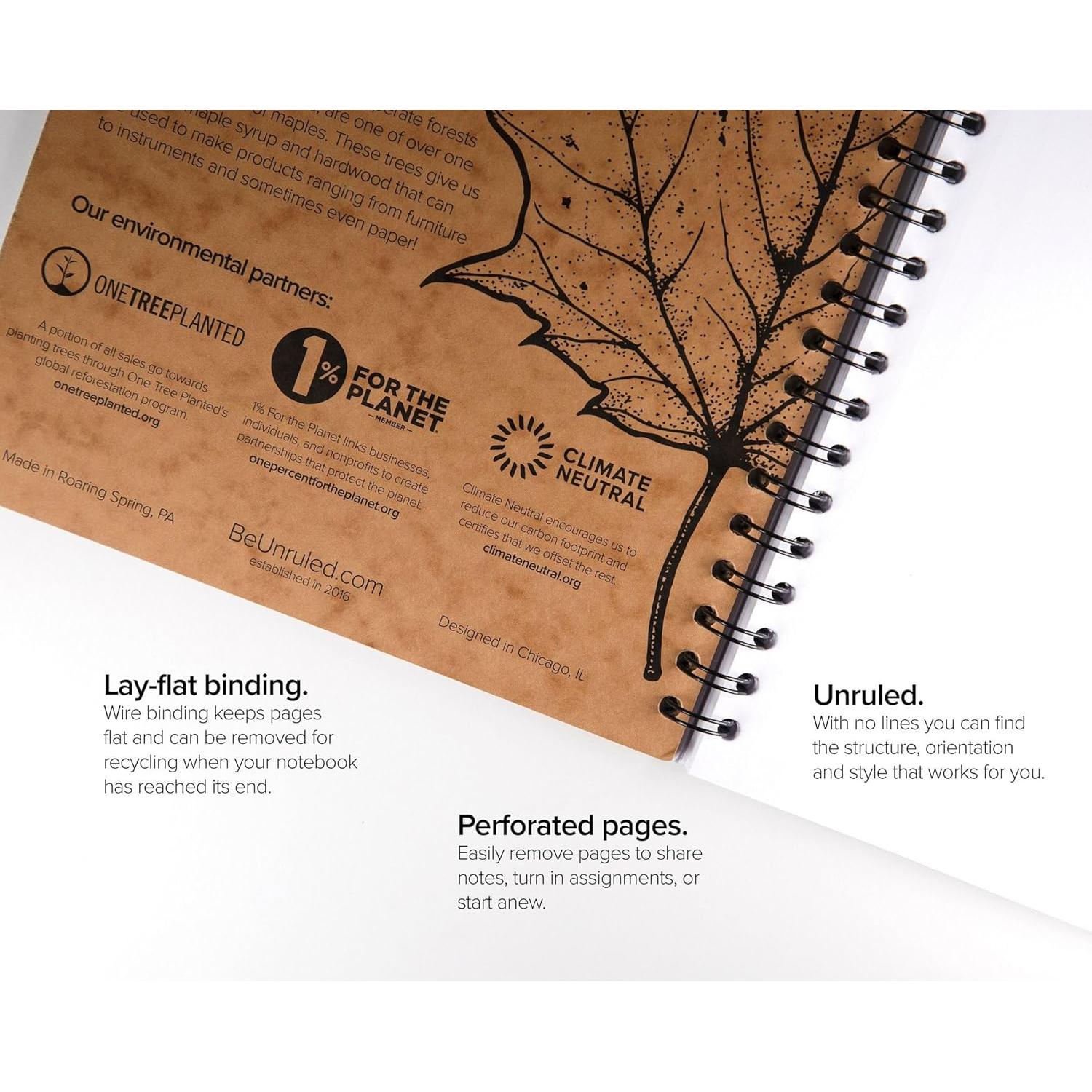 Cuaderno Espiral Unruled Blanco Sin Rayas 70 Hojas 26.7x20.3cm