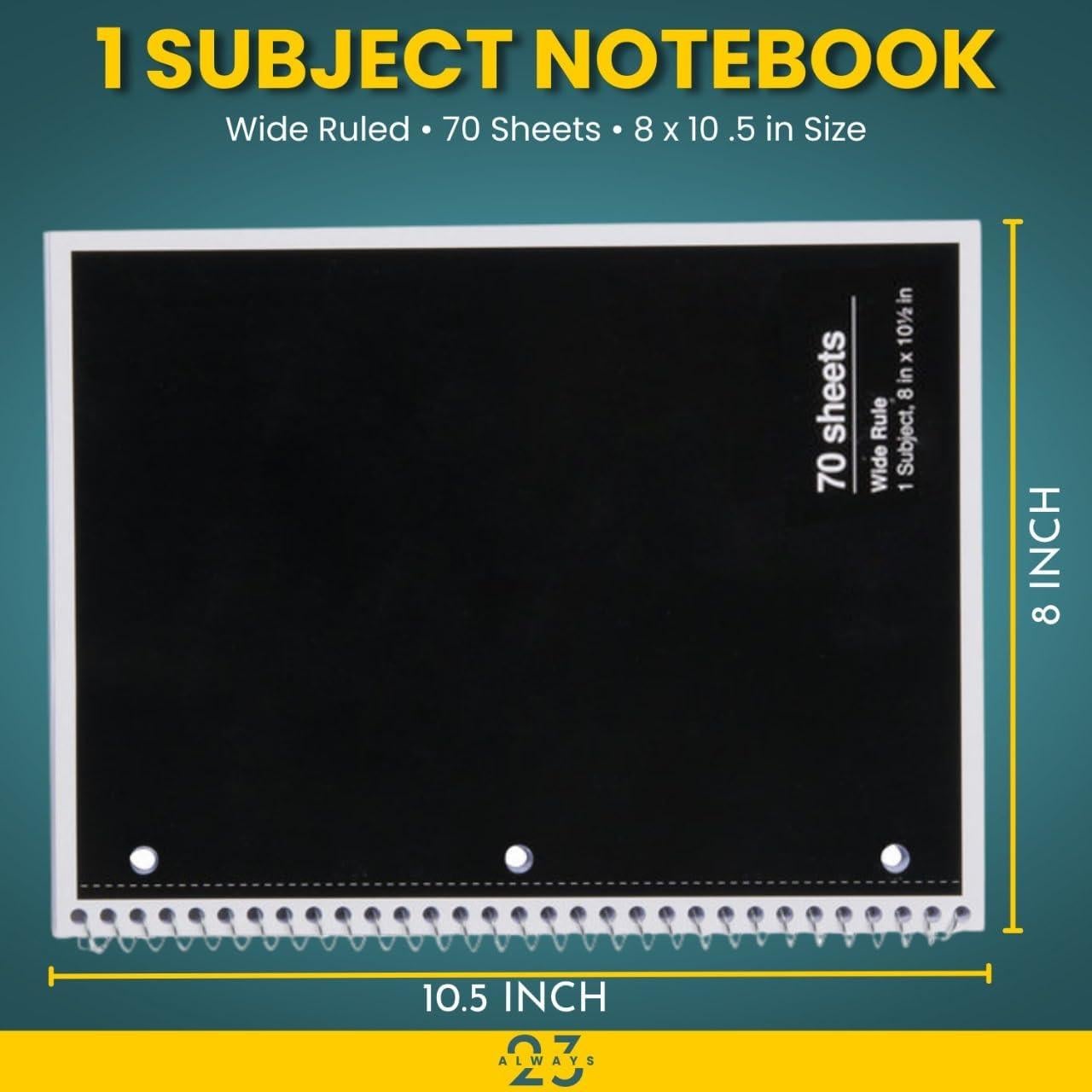 Always23 Cuaderno Espiral 1-Sujeto 70 Hojas Papel Reciclado