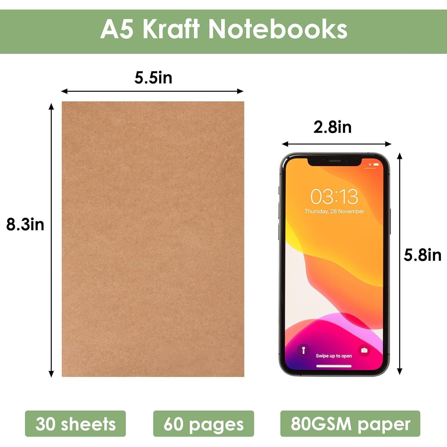Paquete de 48 Cuadernos A5 LABUK Kraft con Rayas 60 Páginas