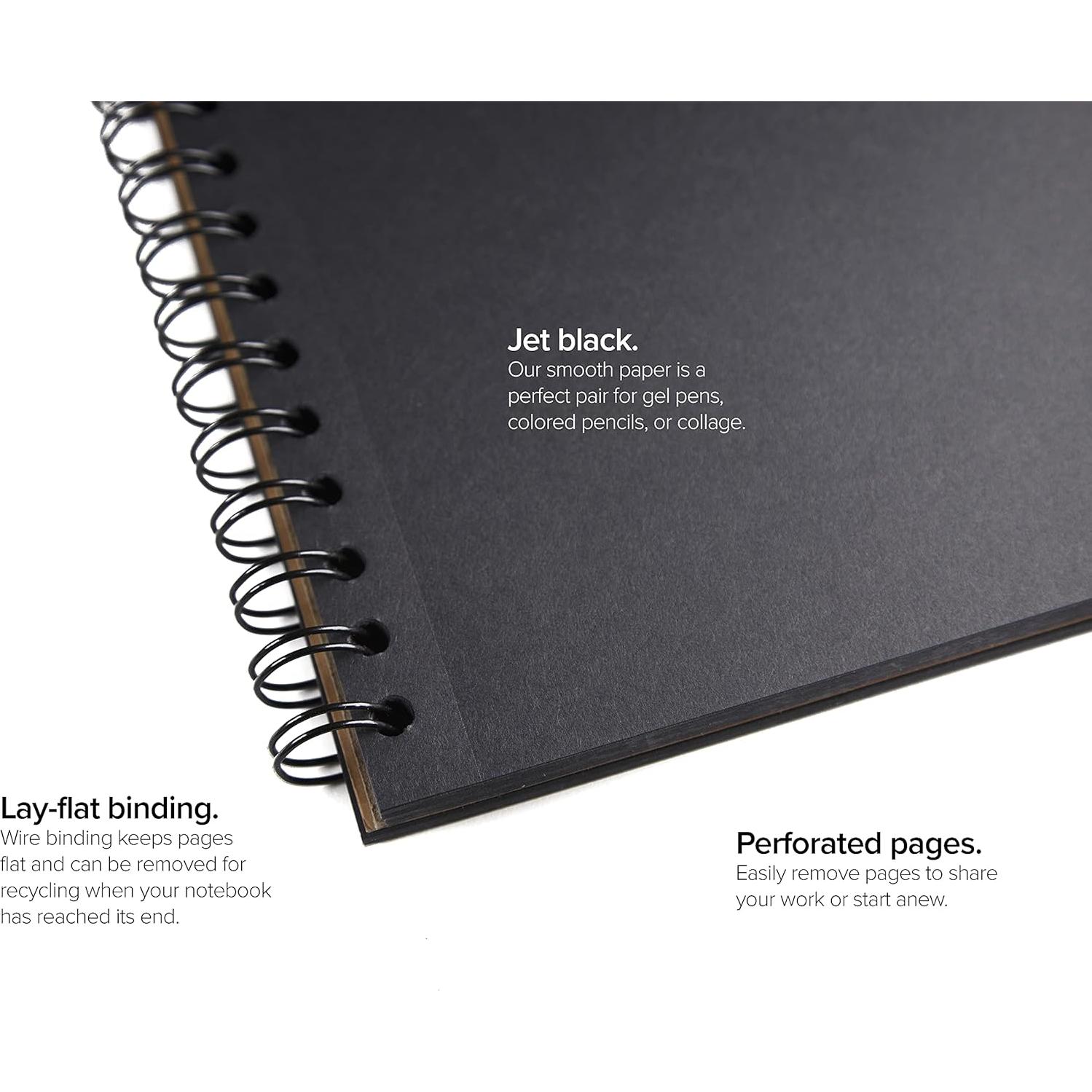 Cuaderno Espiral Negro Unruled 2 Piezas 55 Hojas Papel 70lb