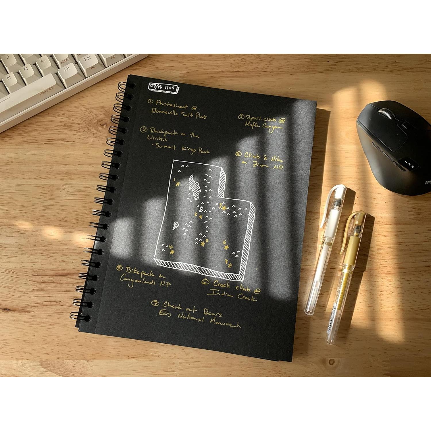 Cuaderno Espiral Negro Unruled 2 Piezas 55 Hojas Papel 70lb