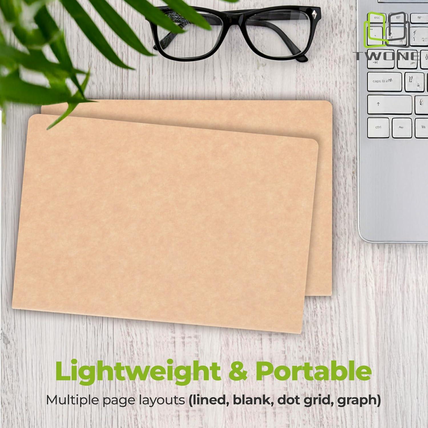 Cuaderno A5 TWONE Kraft Rayado - Paquete de 6 Unidades