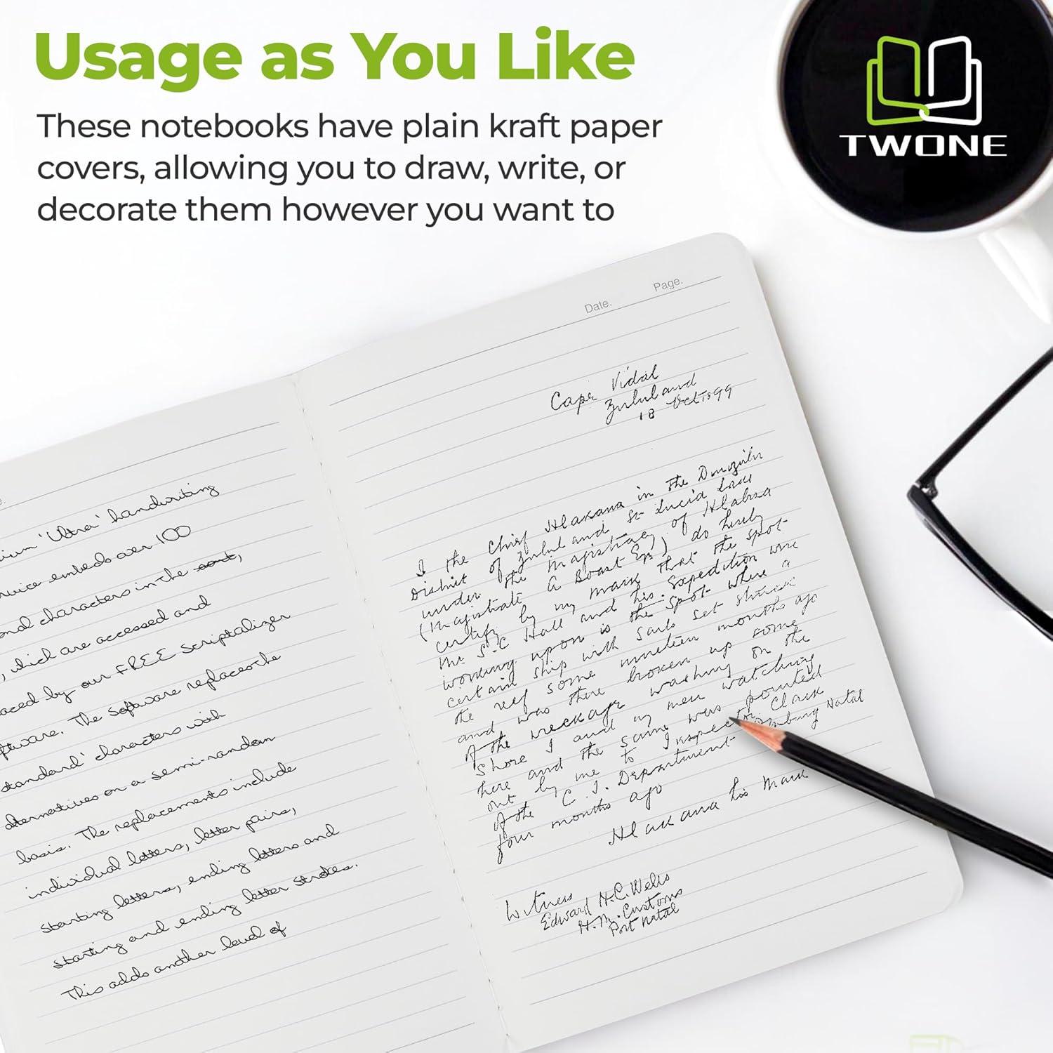 Cuaderno A5 TWONE Kraft Rayado - Paquete de 6 Unidades