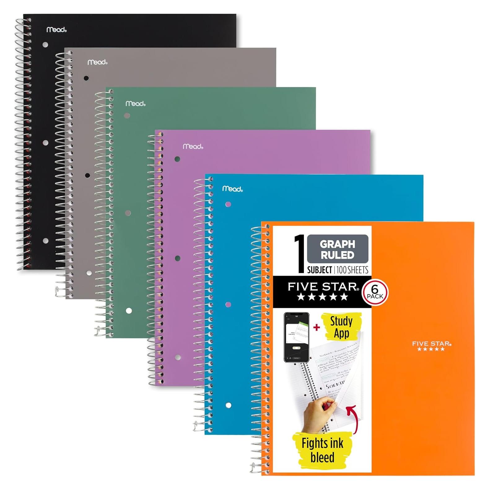 Cuaderno Espiral Five Star 1 Asignatura 100 Hojas Cuadriculado