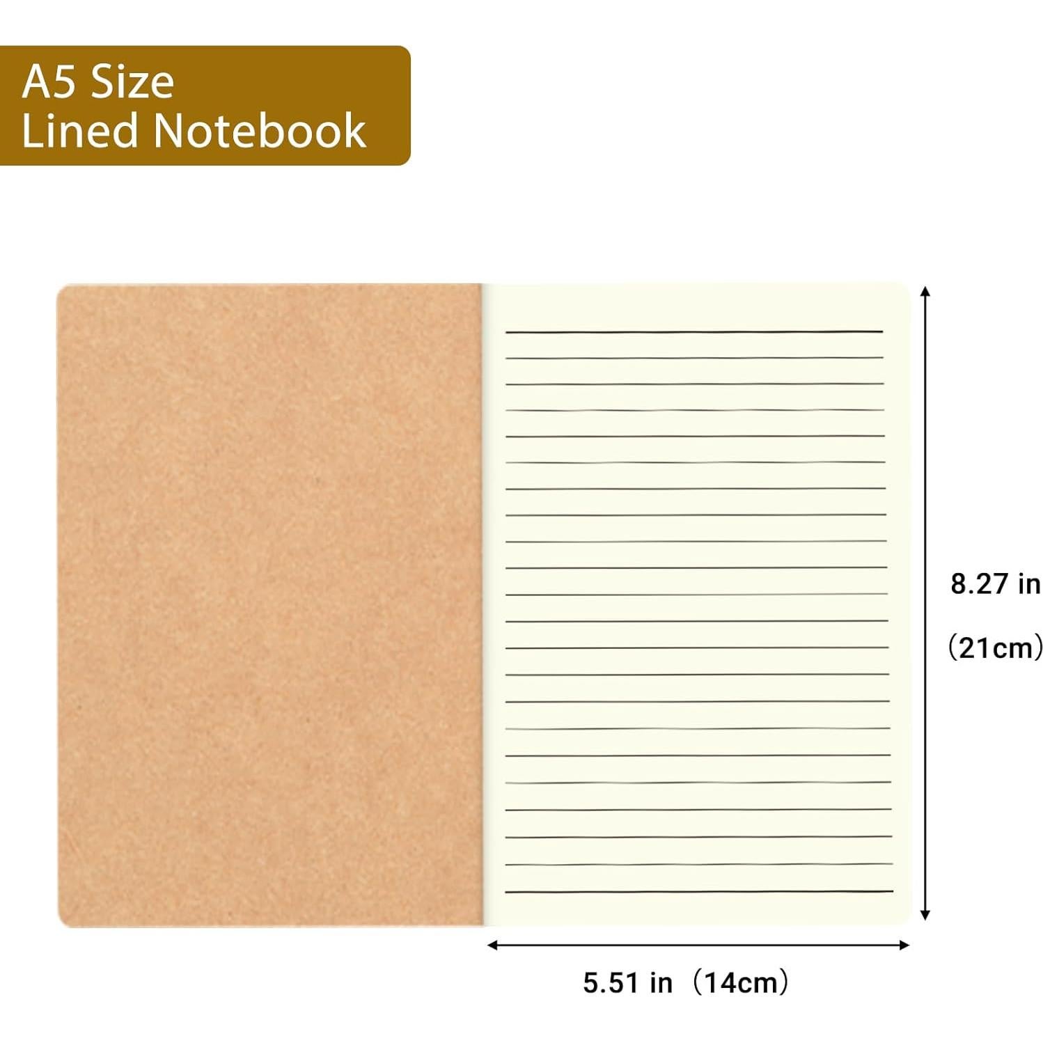 Paquete de 12 Cuadernos A5 ZMYBCPACK Kraft Marrón 60 Páginas
