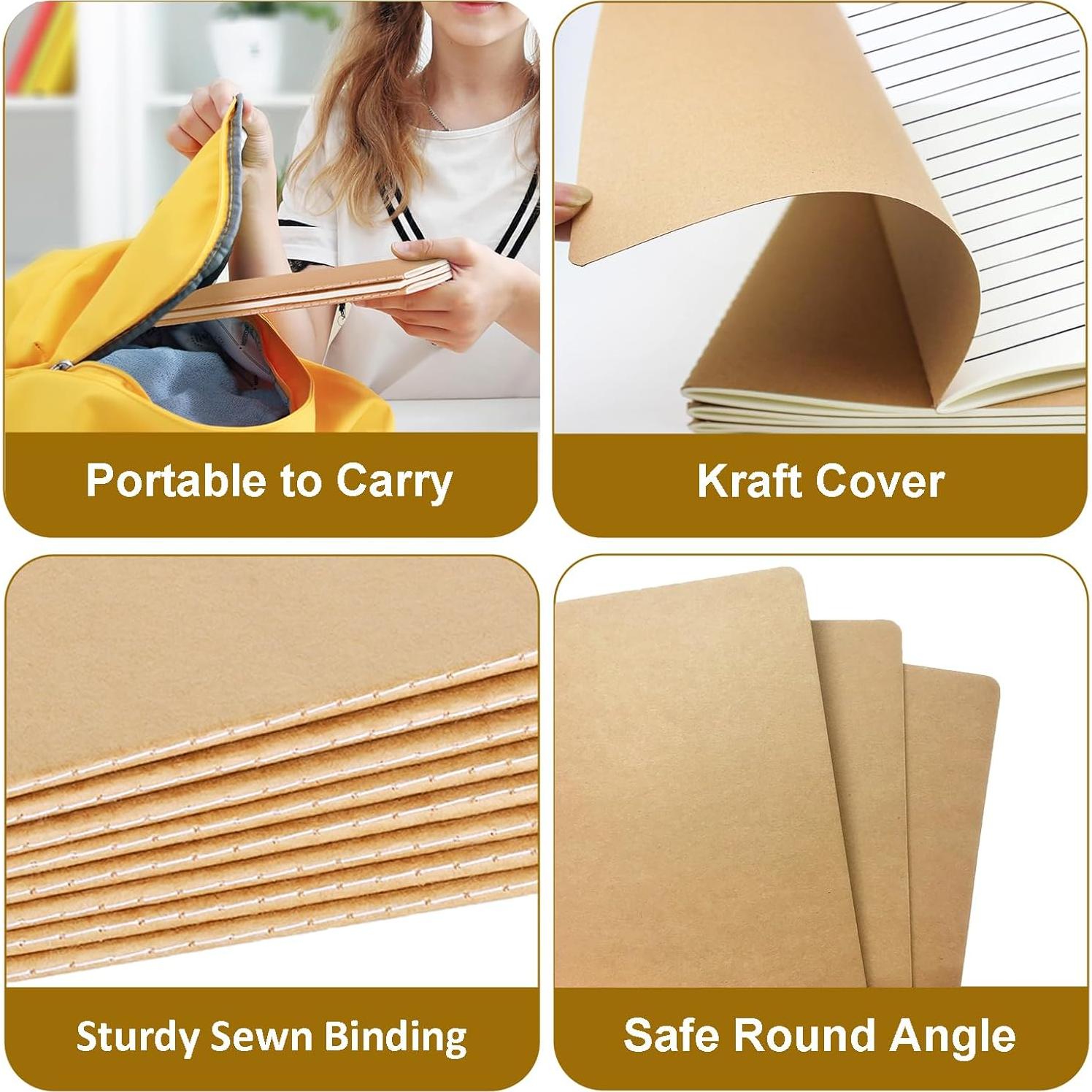 Paquete de 12 Cuadernos A5 ZMYBCPACK Kraft Marrón 60 Páginas