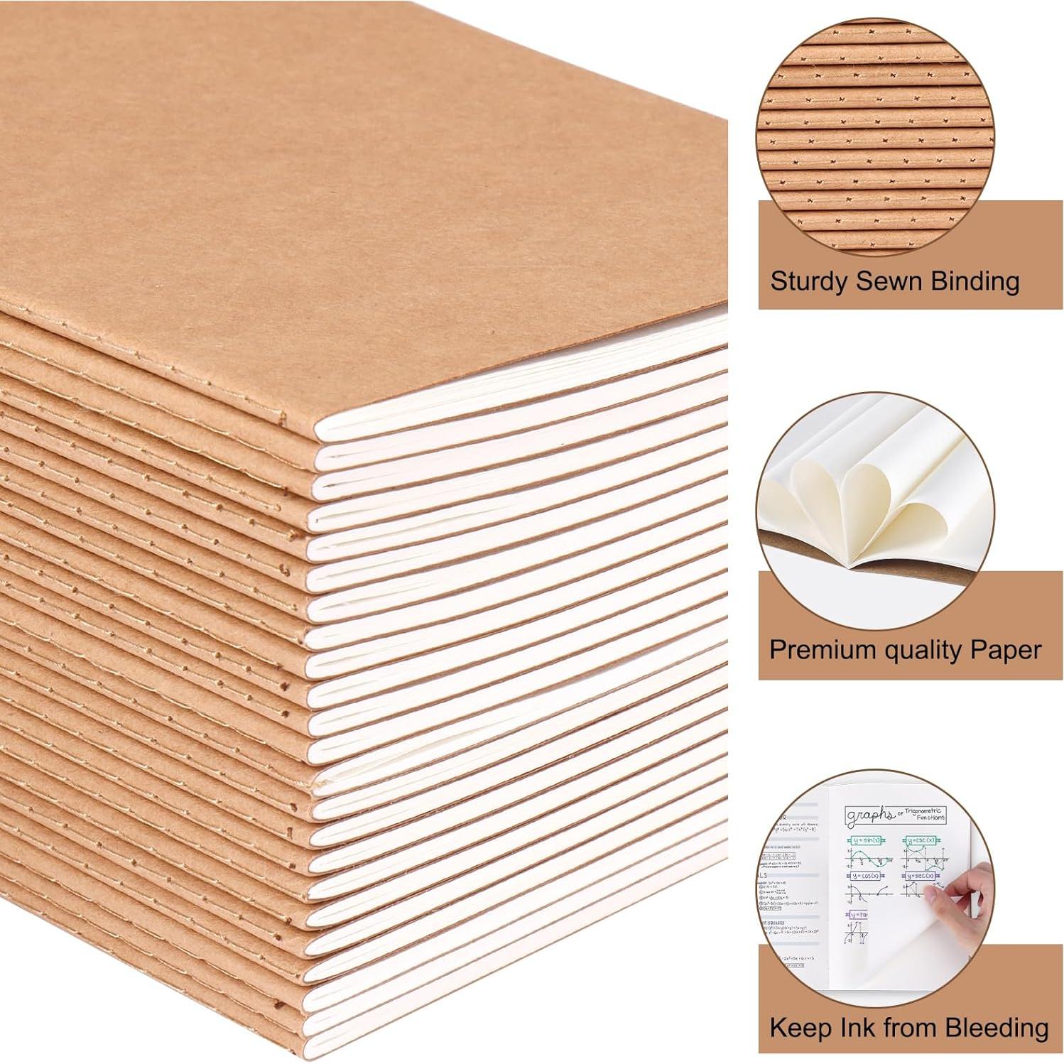 Paquete de 24 Cuadernos Kraft A5 Liso EOOUT 60 Páginas