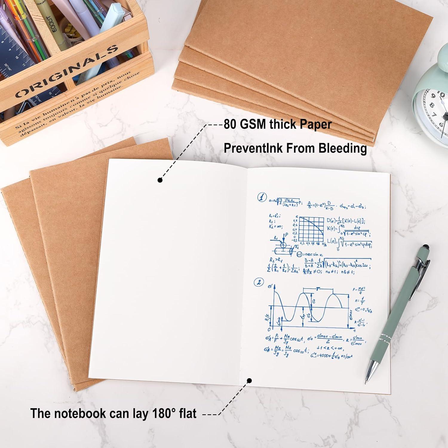 Paquete de 24 Cuadernos Kraft A5 Liso EOOUT 60 Páginas