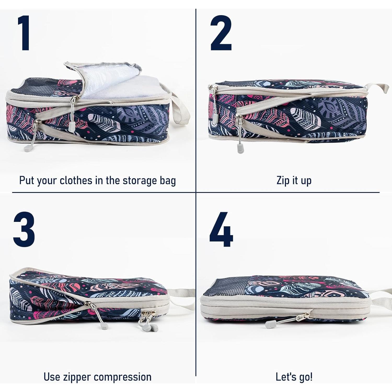 Set de 4 Cubos de Compresión YEEYAA para Equipaje 40.6x30.5cm