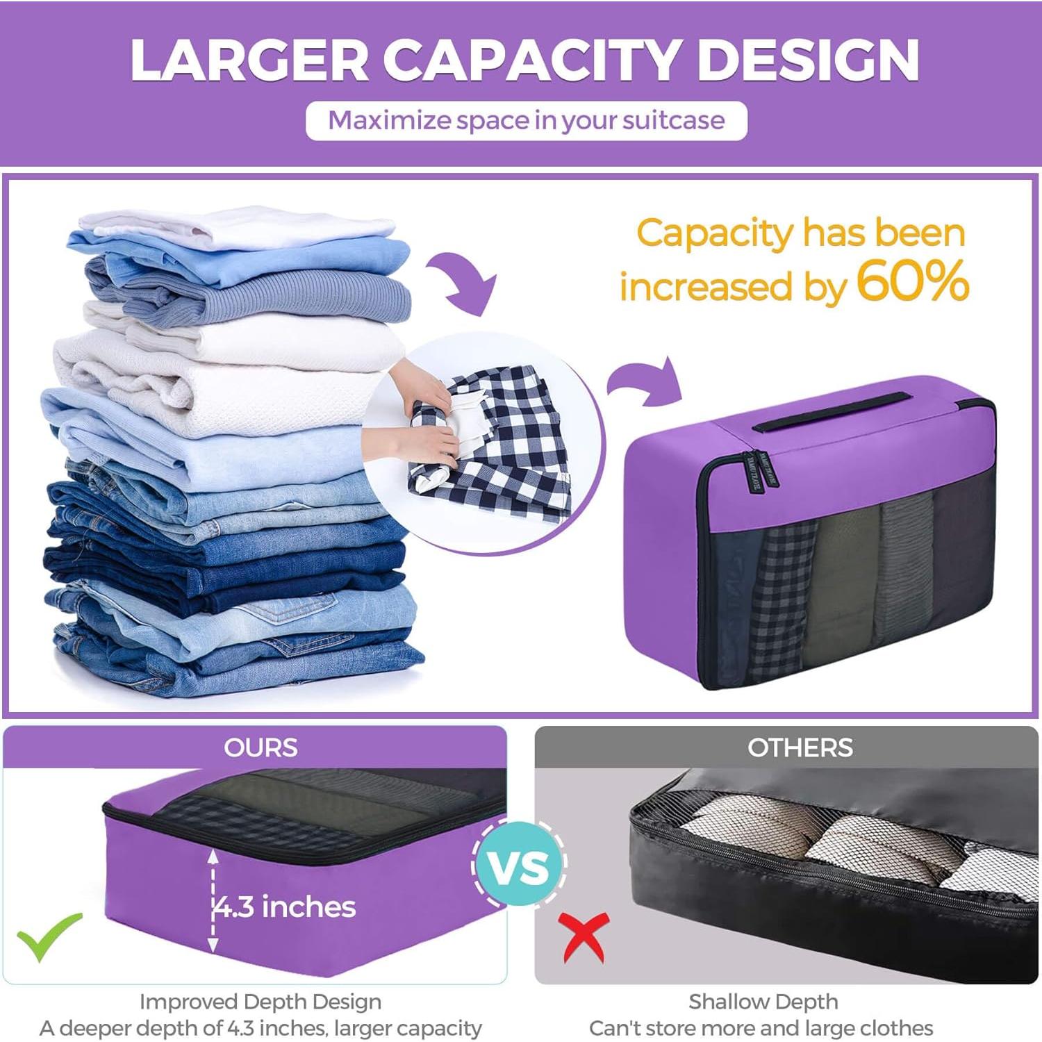 YAMIU Set de Cubos de Empaque 7 Piezas Nylon Púrpura