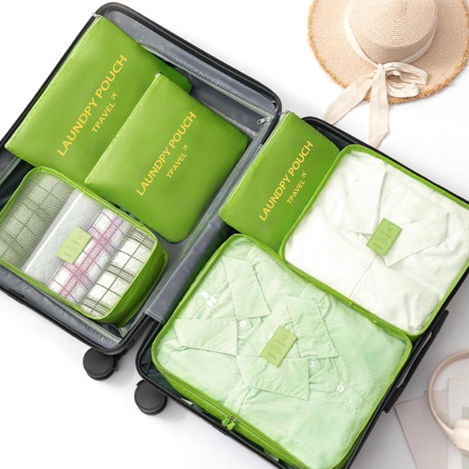 Set de 6 Cubos de Empaque INVODA para Viaje Verde