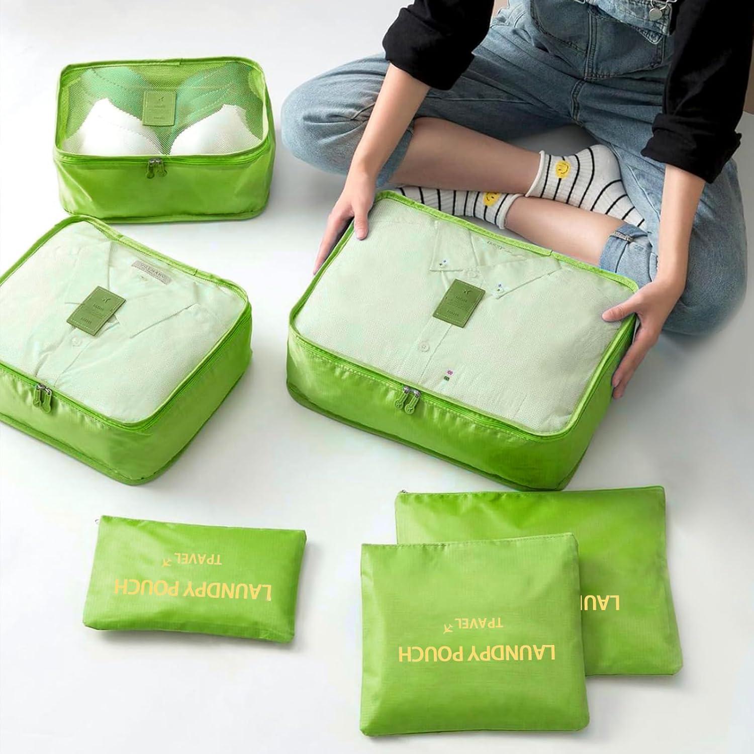 Set de 6 Cubos de Empaque INVODA para Viaje Verde