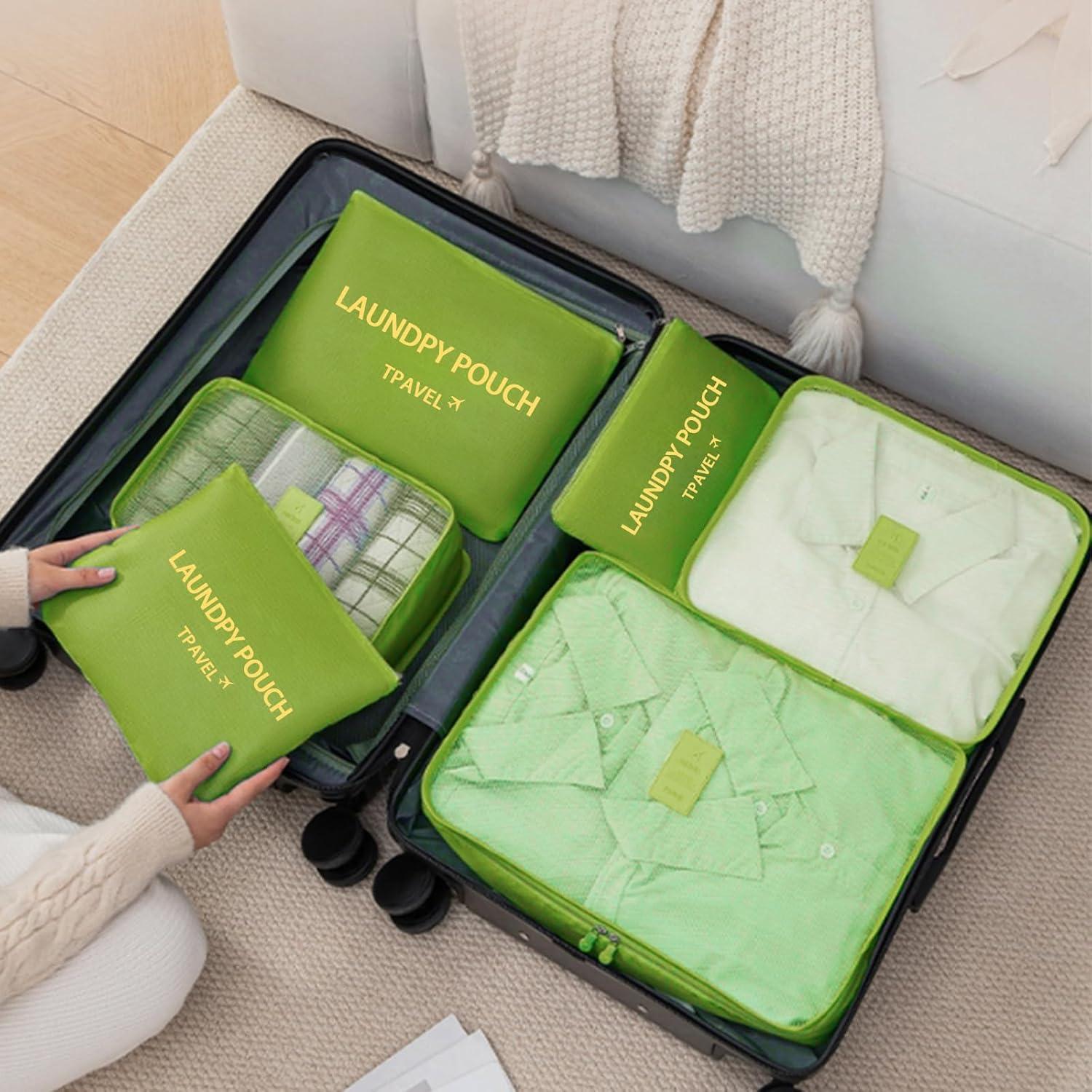 Set de 6 Cubos de Empaque INVODA para Viaje Verde