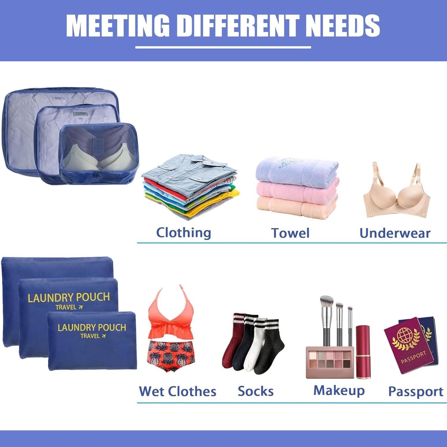 Set de 12 Cubos de Empaque INVODA para Viaje - Organizador Liviano