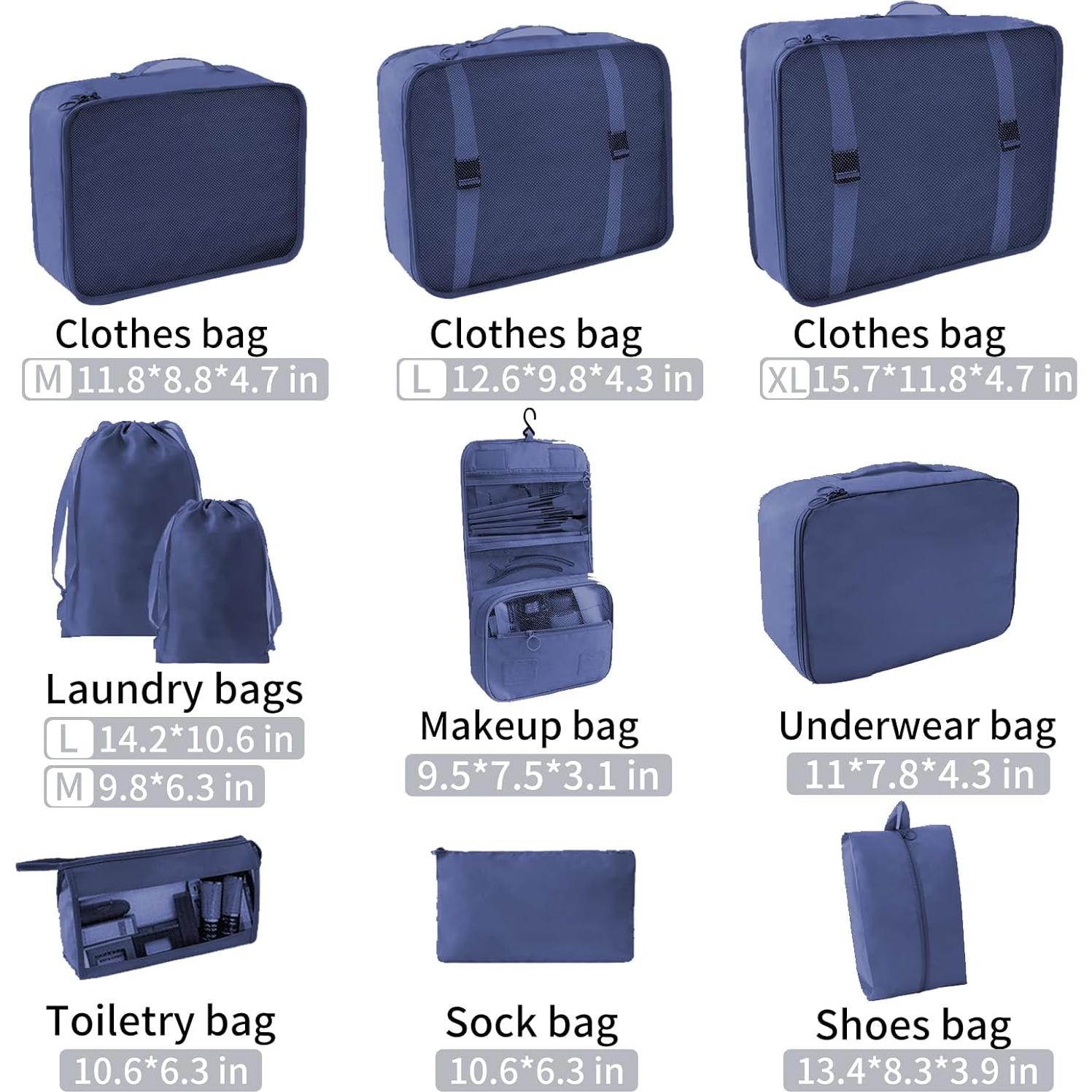 Set de 10 Cubos de Empaque SLMT para Maletas - Azul Marino