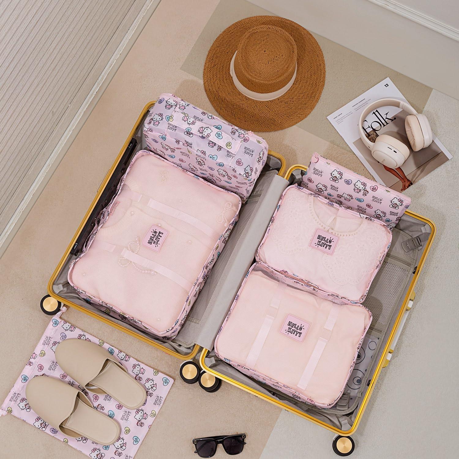 Set de Organizador de Viaje AmBealla 6 Piezas Rosa Impermeable