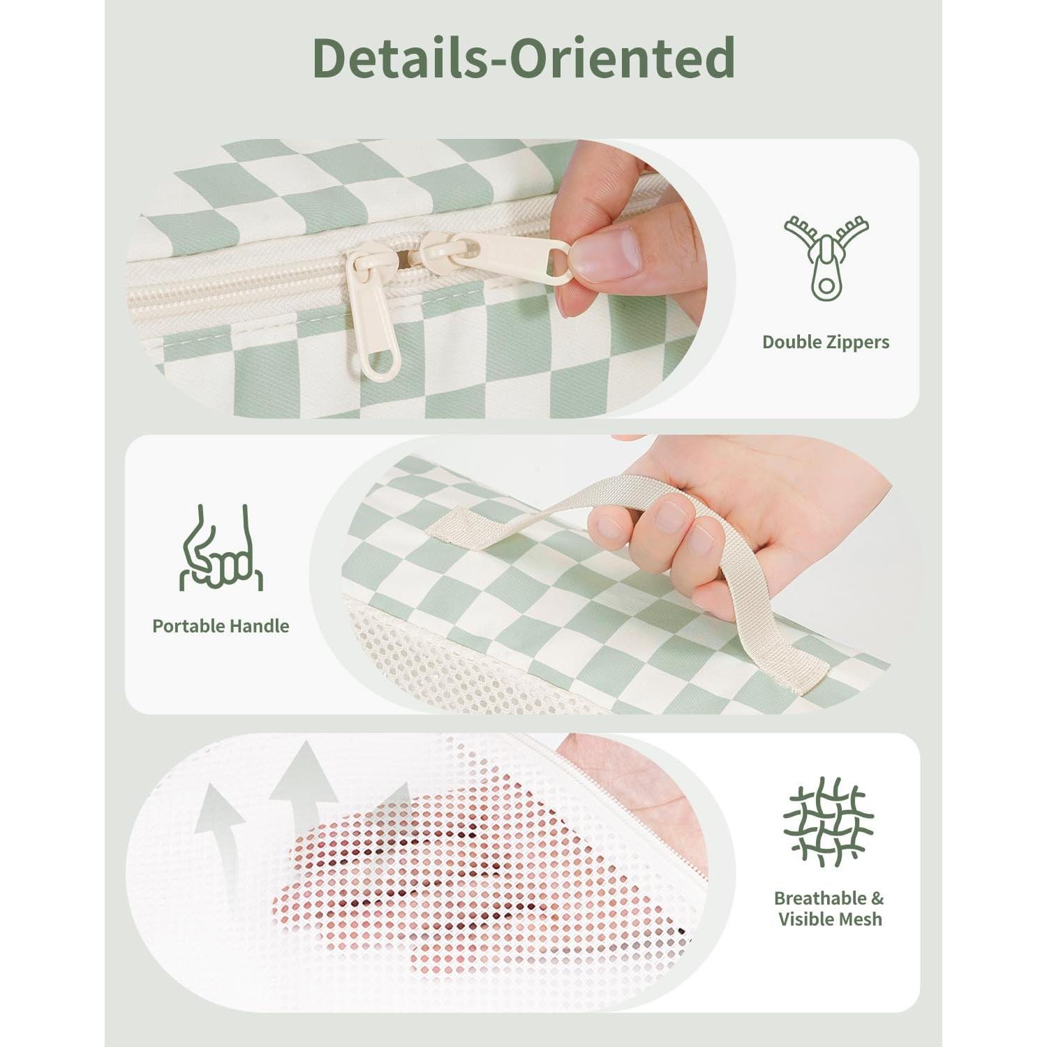 Set de 7 Cubos de Empaque Narwey Cuadros Verde Menta