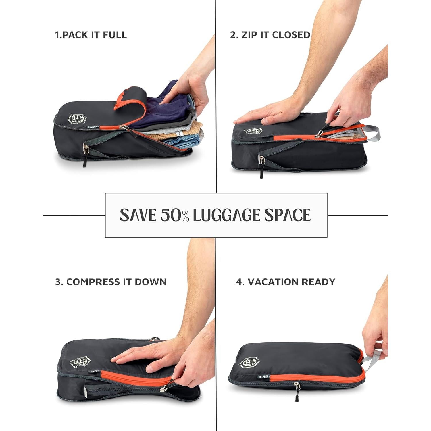 Juego de Cubos de Compresión 6 Piezas TRIPPED para Viaje