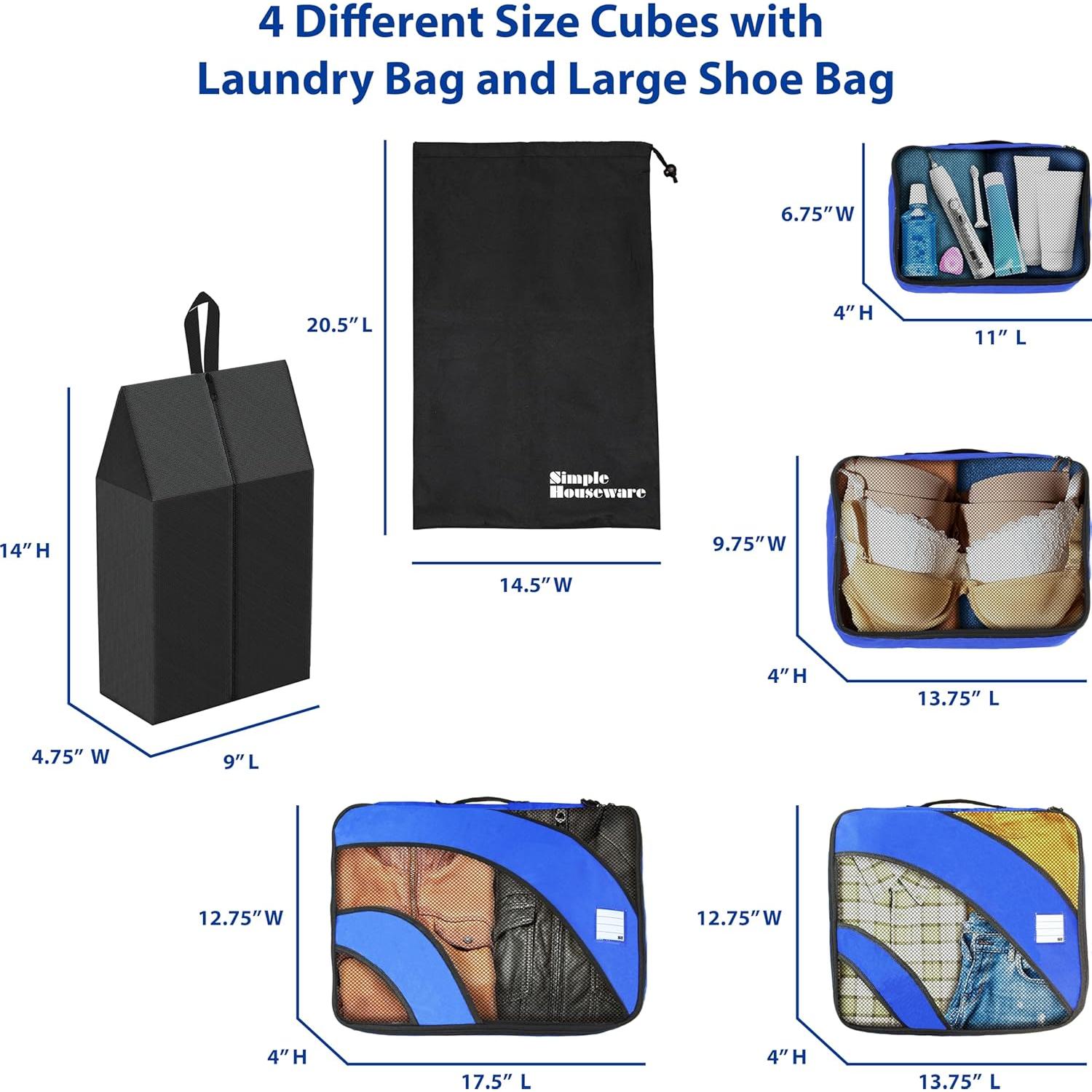 Conjunto de 8 Cubos de Empaque Simple Houseware Azul