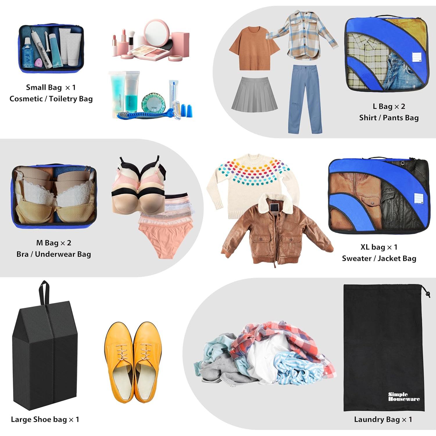 Conjunto de 8 Cubos de Empaque Simple Houseware Azul