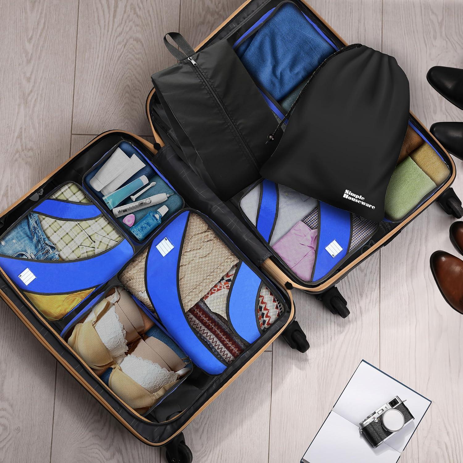 Conjunto de 8 Cubos de Empaque Simple Houseware Azul