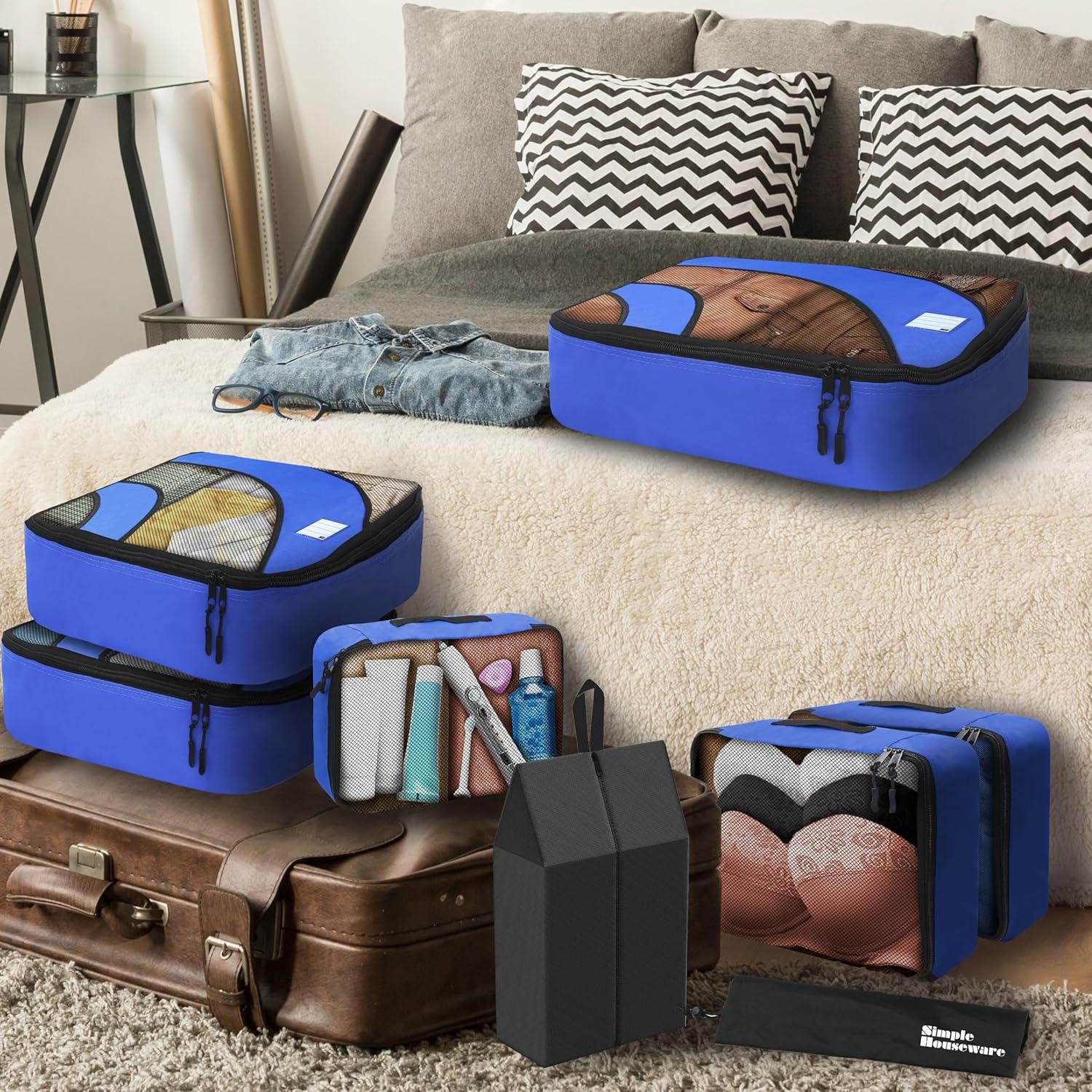 Conjunto de 8 Cubos de Empaque Simple Houseware Azul