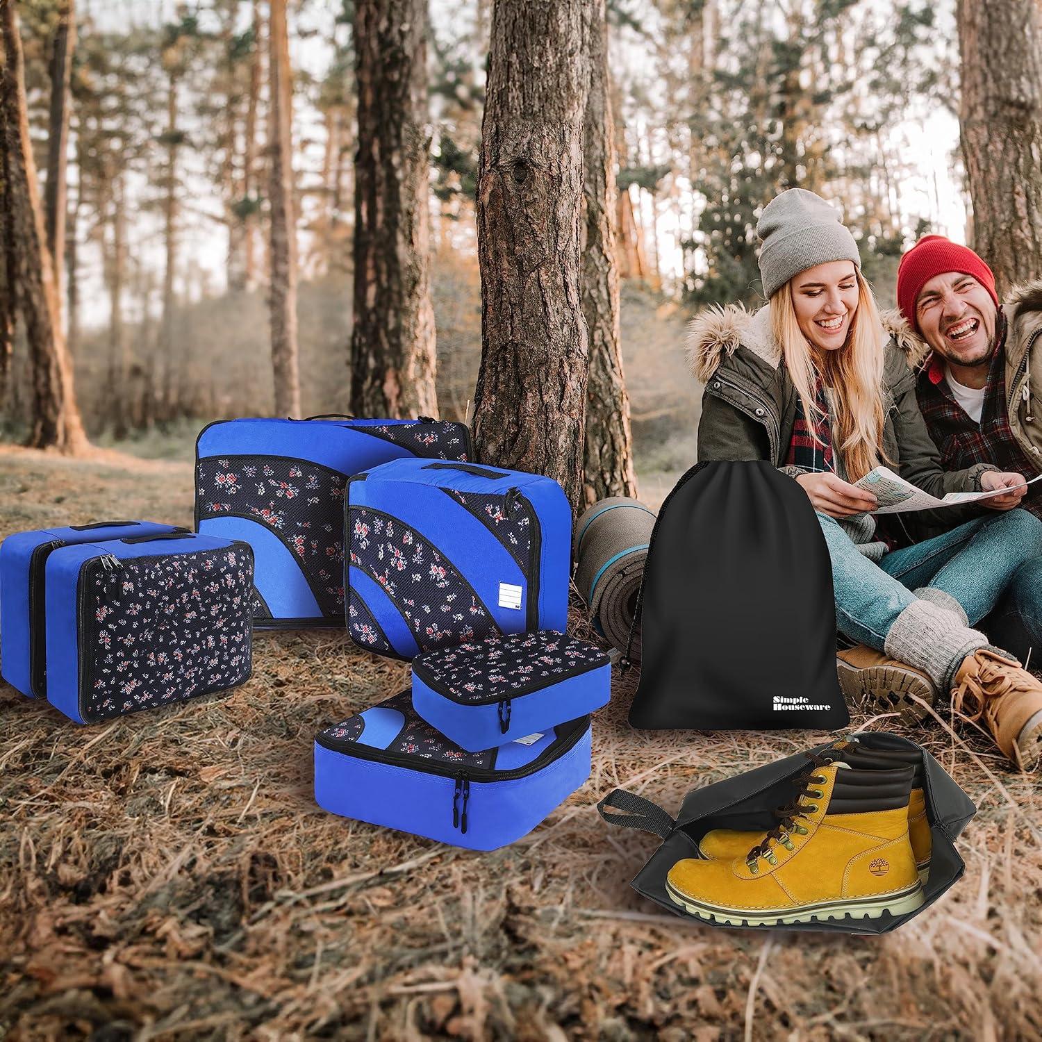 Conjunto de 8 Cubos de Empaque Simple Houseware Azul