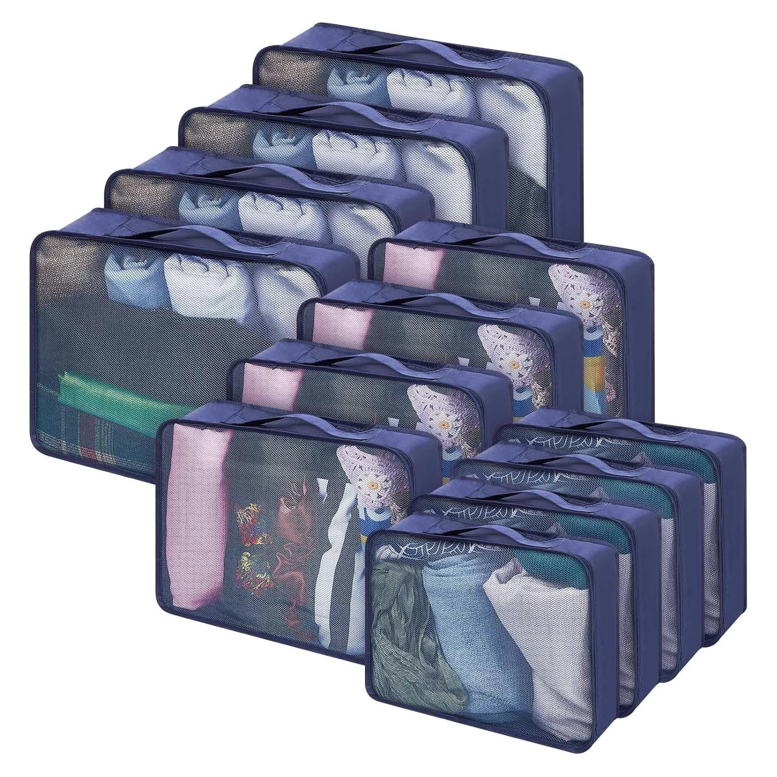 Cubos de Empaque Silkfly 12 Pcs Organizador Viaje Azul Marino