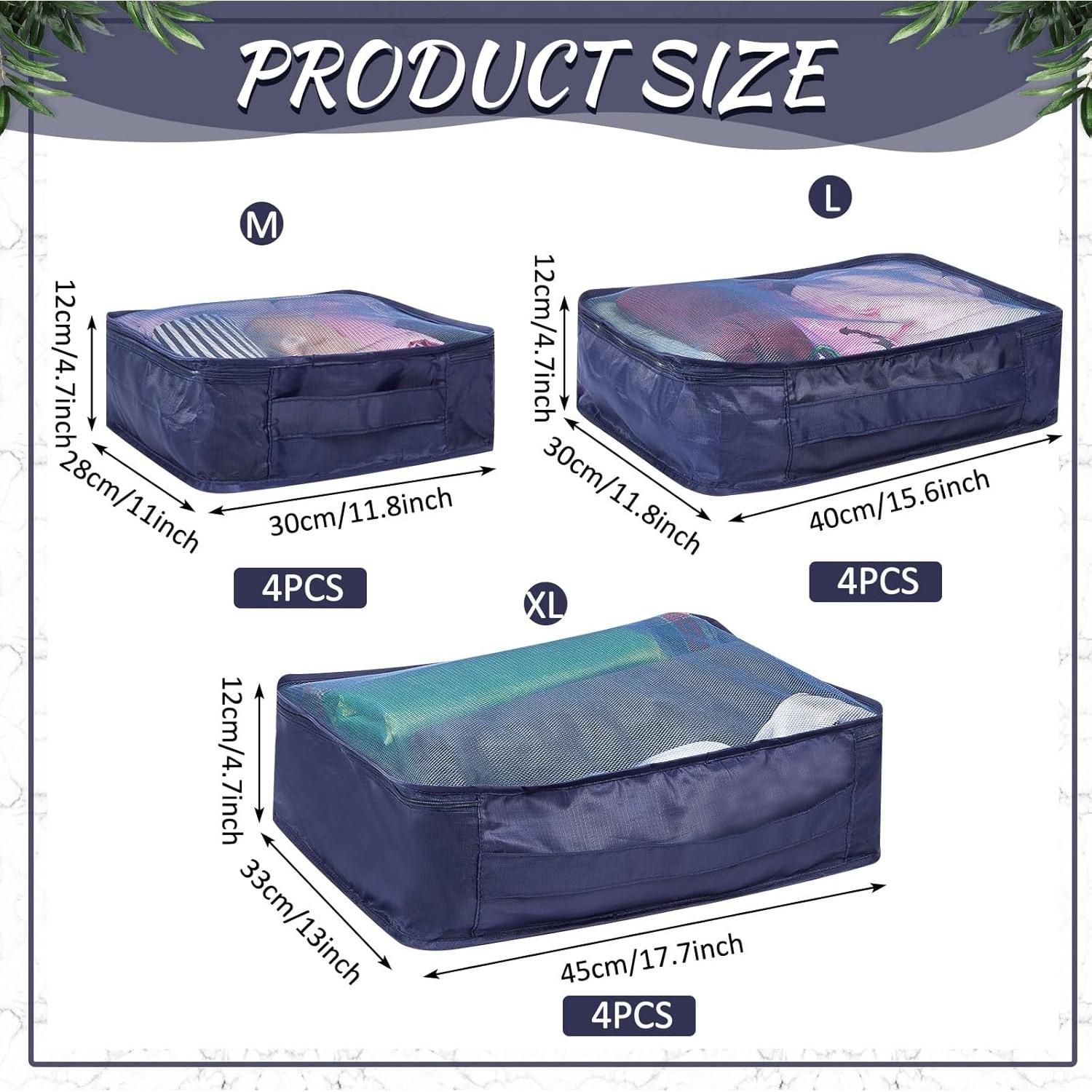 Cubos de Empaque Silkfly 12 Pcs Organizador Viaje Azul Marino