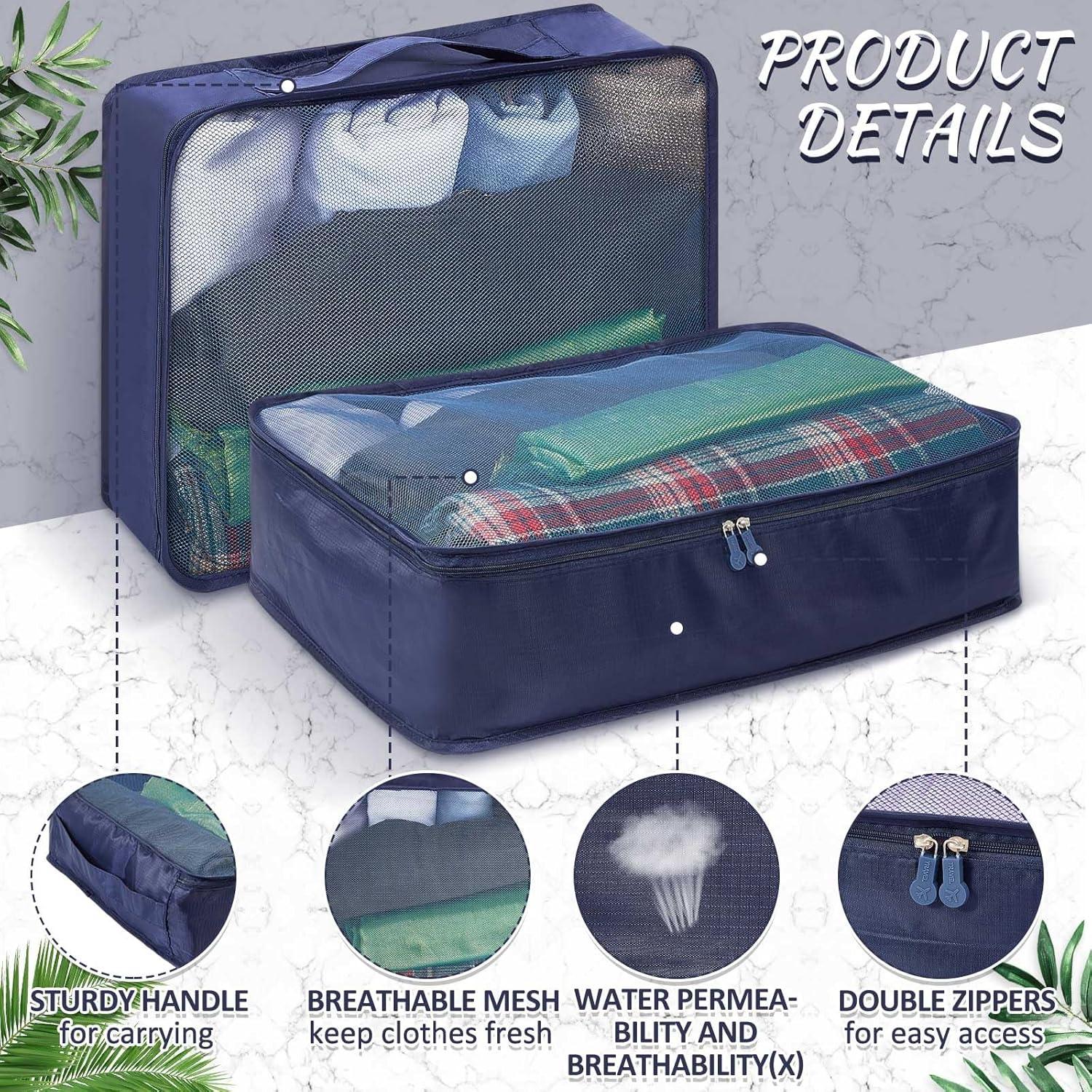 Cubos de Empaque Silkfly 12 Pcs Organizador Viaje Azul Marino