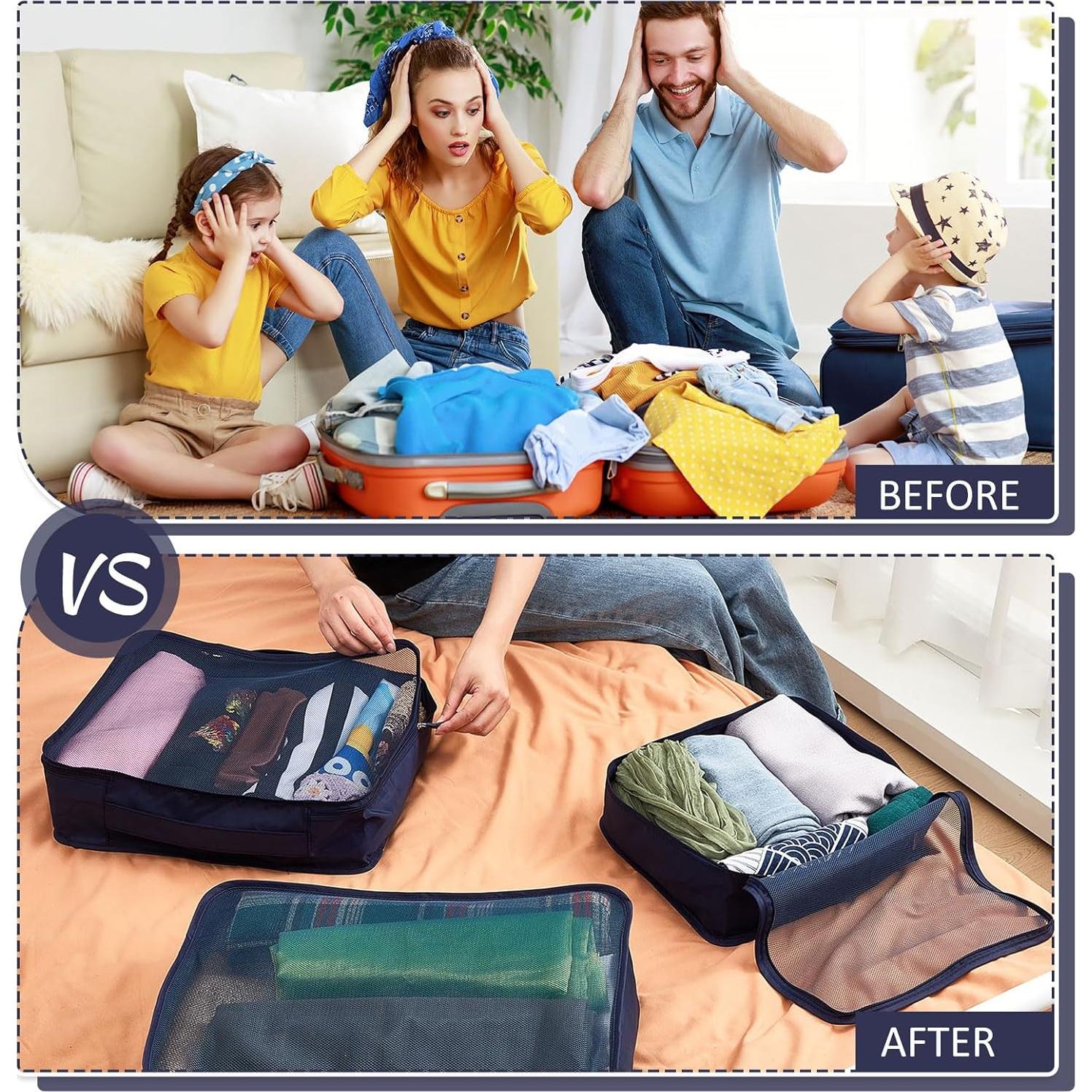 Cubos de Empaque Silkfly 12 Pcs Organizador Viaje Azul Marino