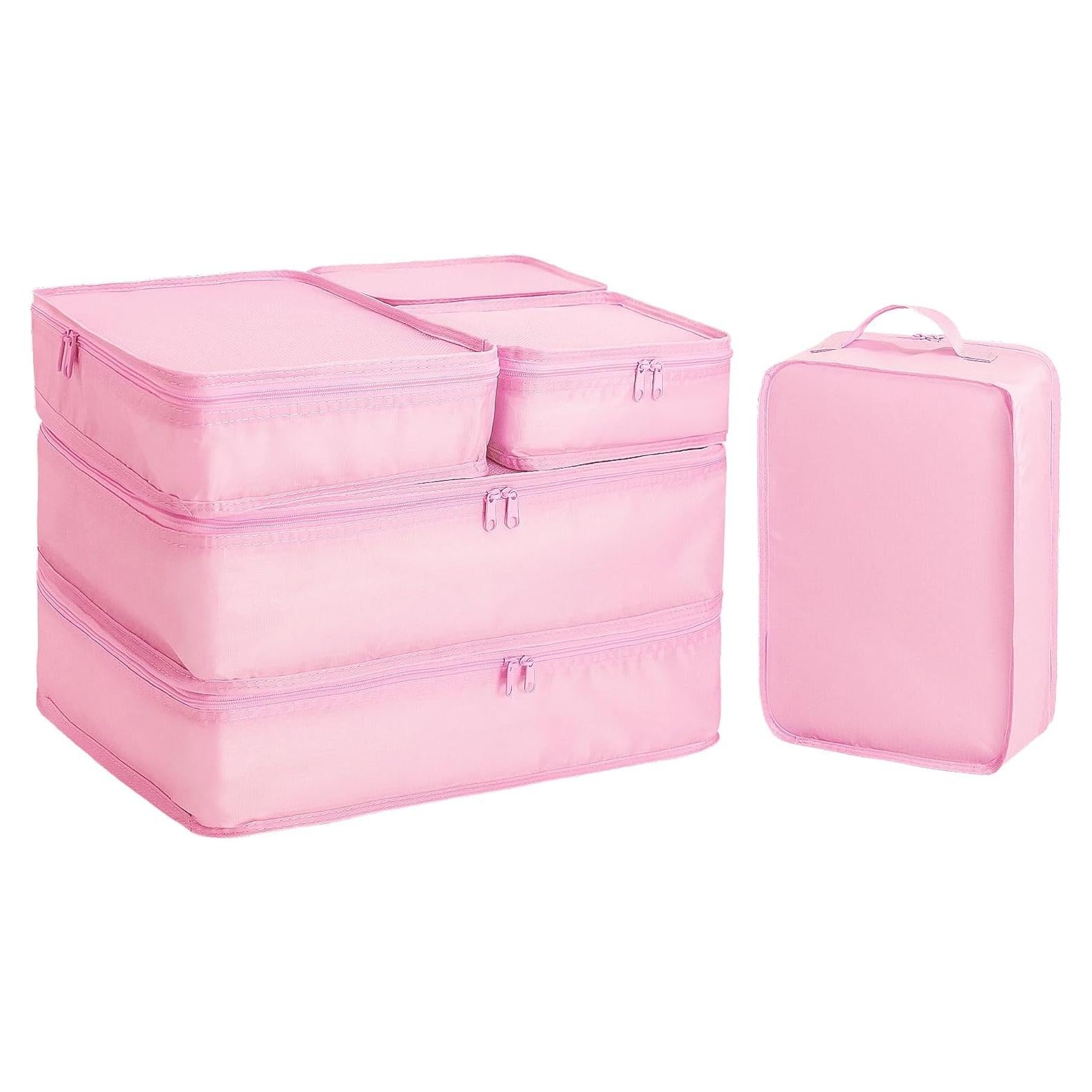 Cubos de Embalaje CALACH 6 Piezas Organizador de Maletas Rosa