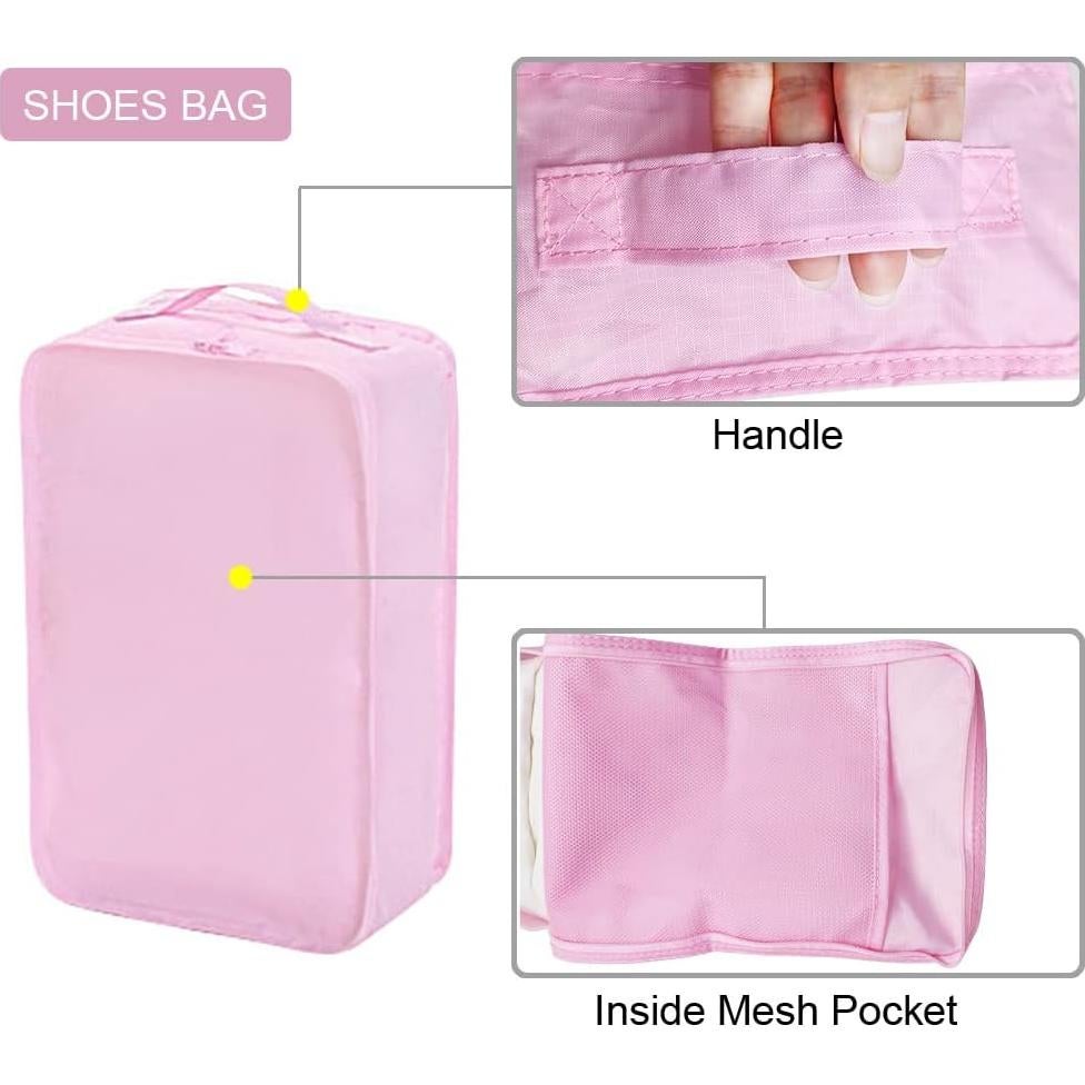 Cubos de Embalaje CALACH 6 Piezas Organizador de Maletas Rosa