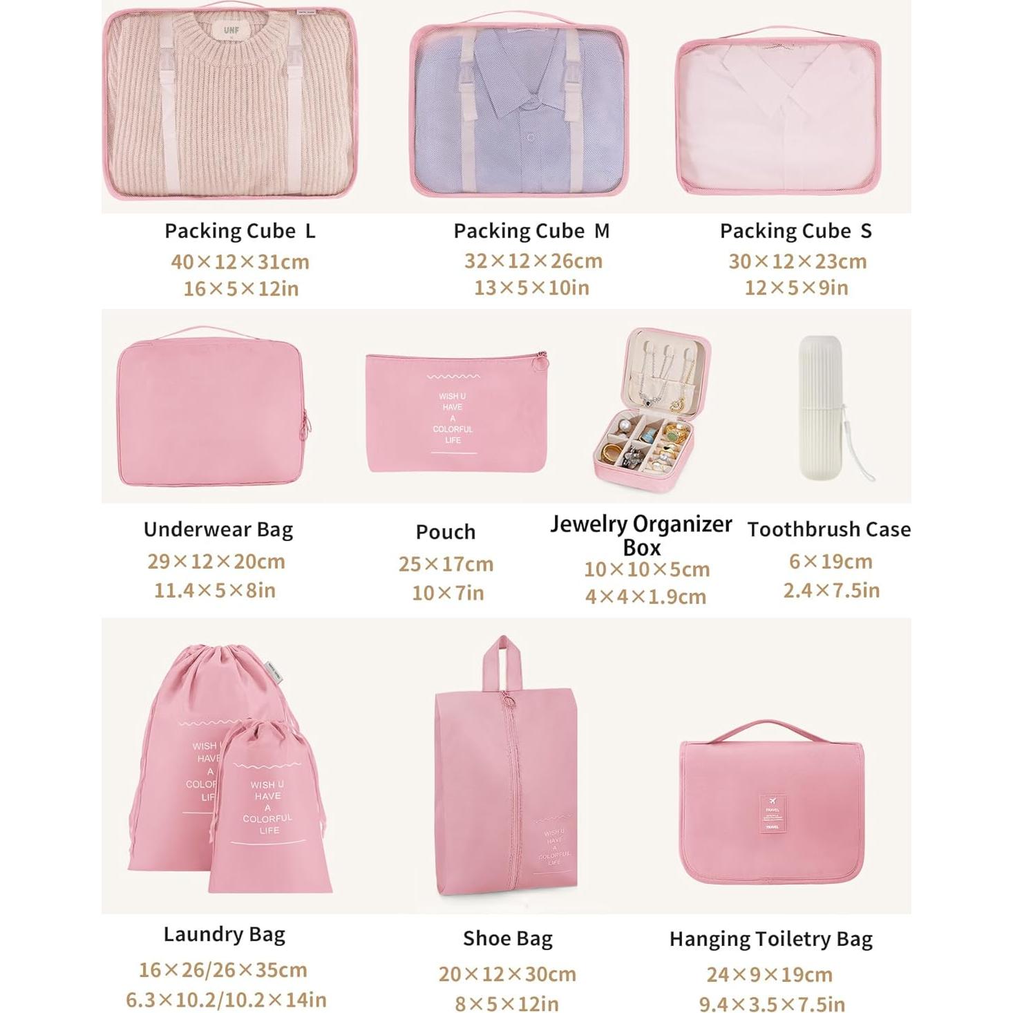 Juego de Cubos de Empaque 11 Piezas TRMFUSA Rosa