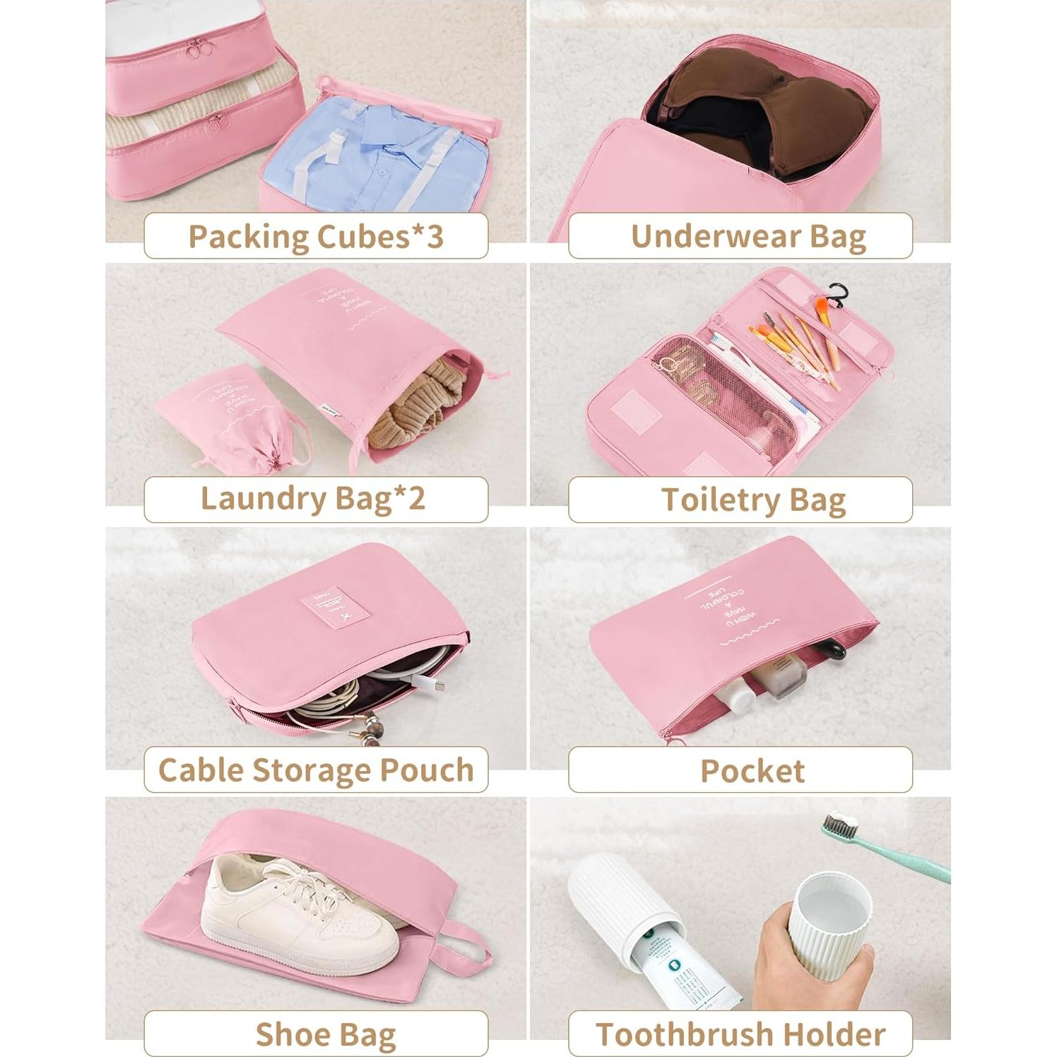 Juego de Cubos de Empaque 11 Piezas TRMFUSA Rosa