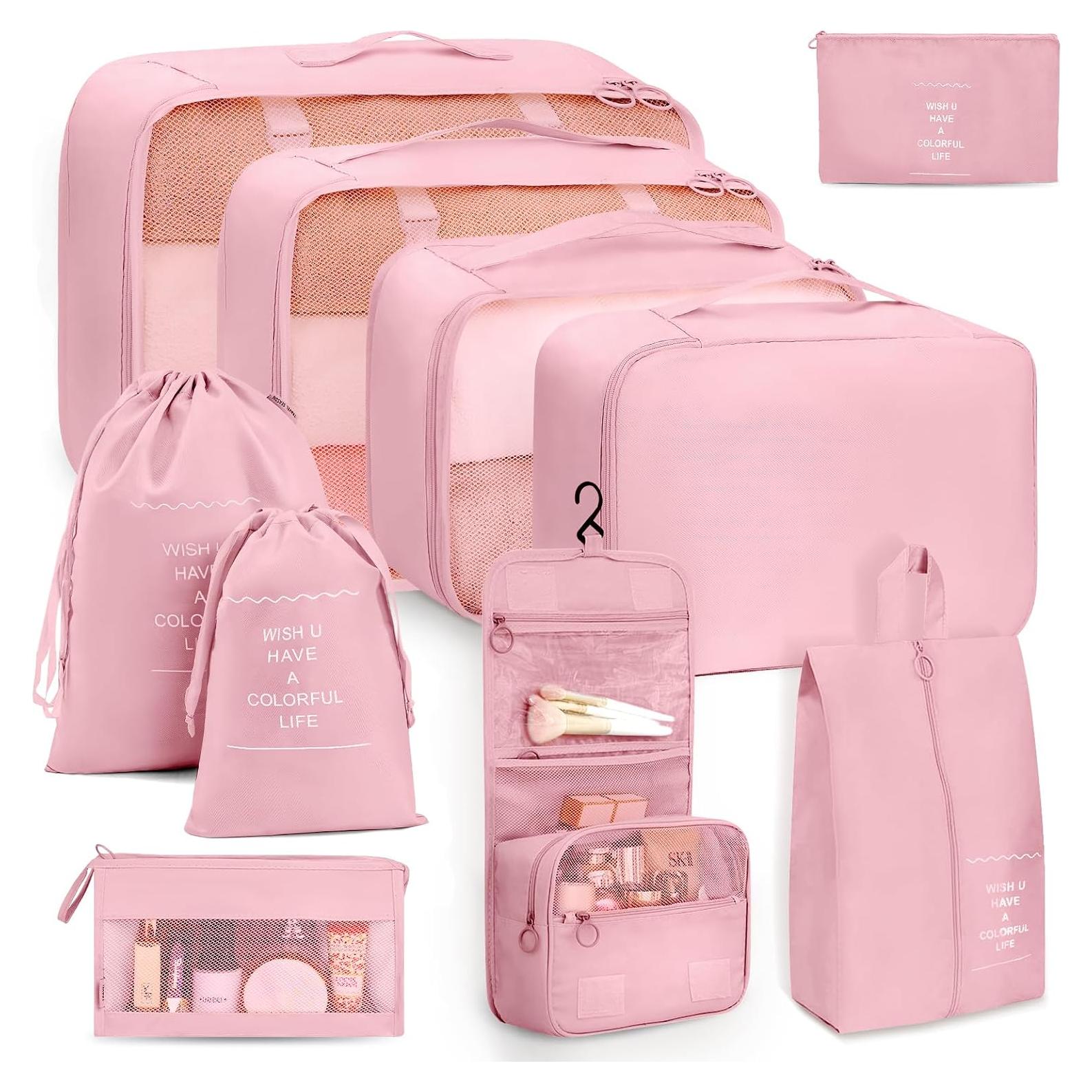 Set de 10 Cubos de Empaque Anjing Rosa para Viaje