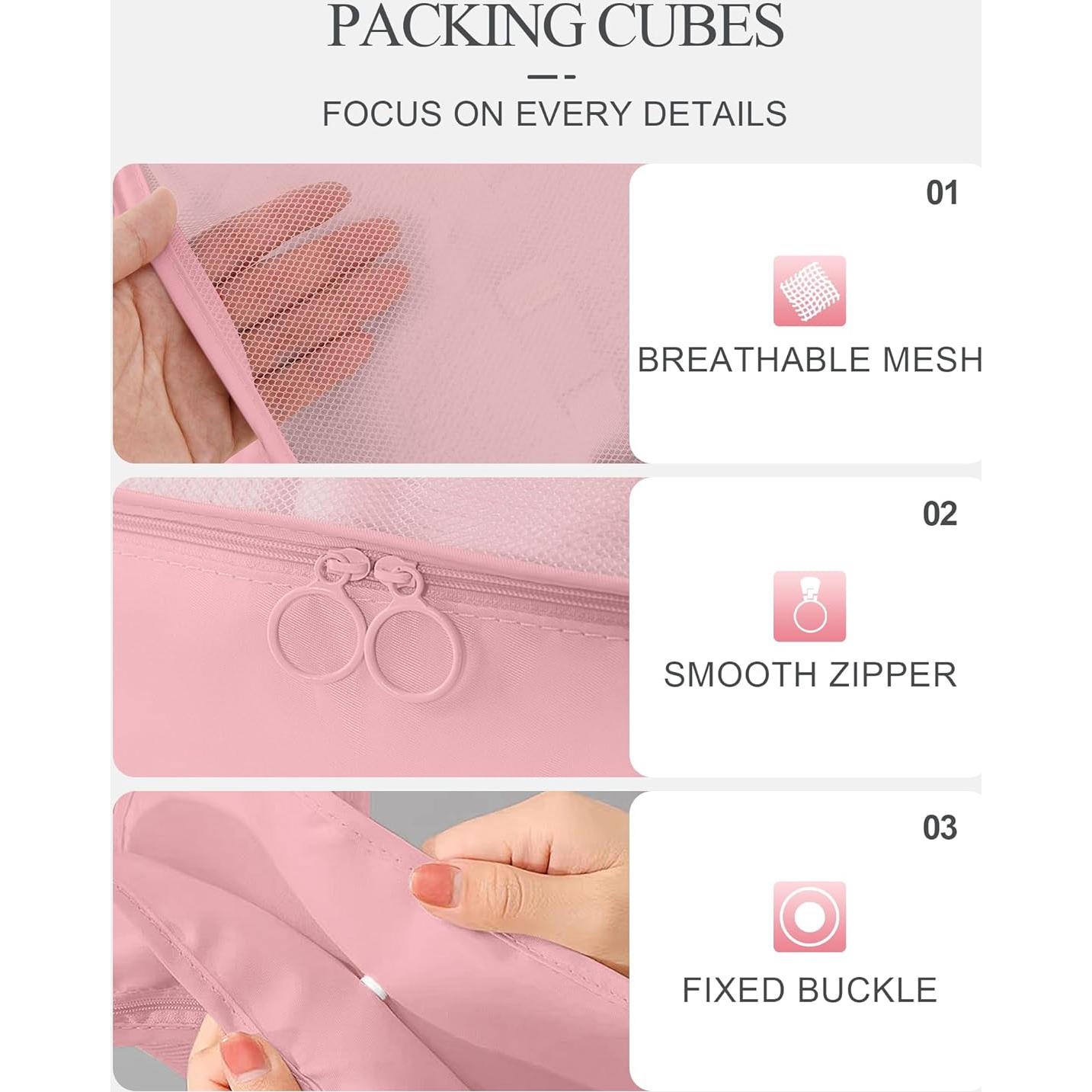 Set de 10 Cubos de Empaque Anjing Rosa para Viaje