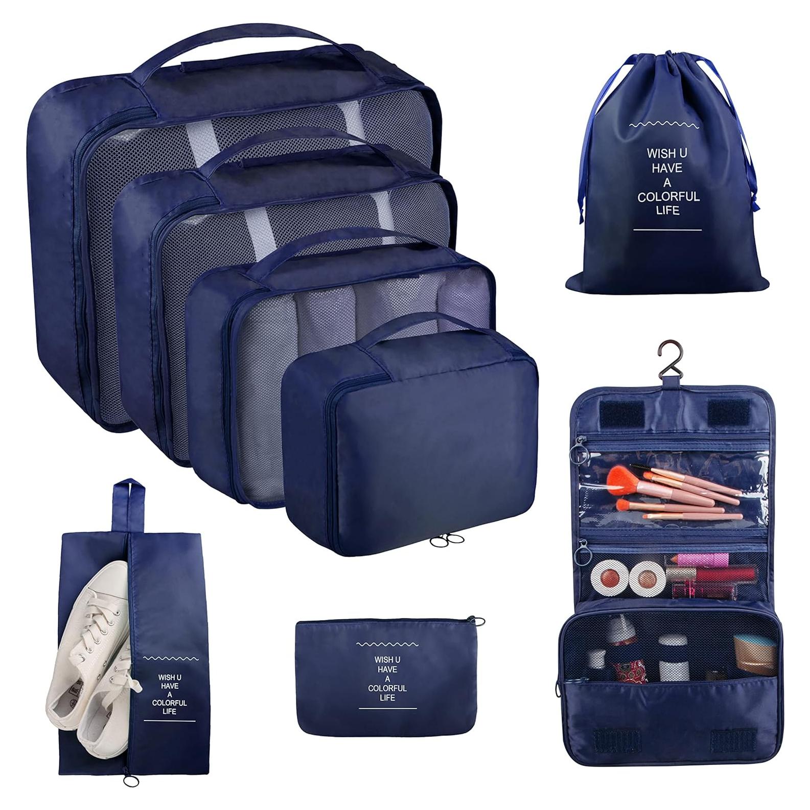 Set de Cubos de Empaque Ebbniur 8 Pzs Azul Marino