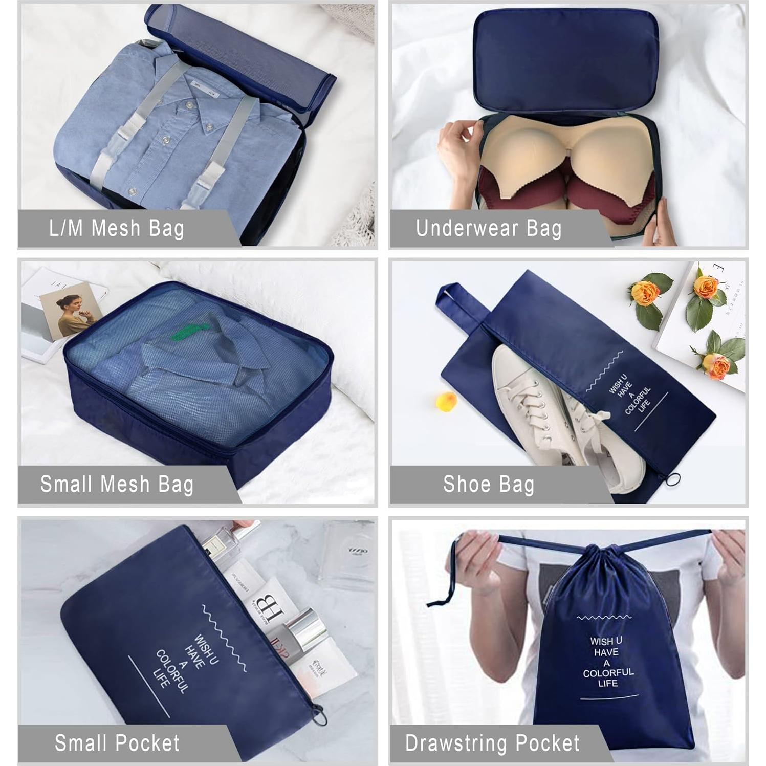 Set de Cubos de Empaque Ebbniur 8 Pzs Azul Marino