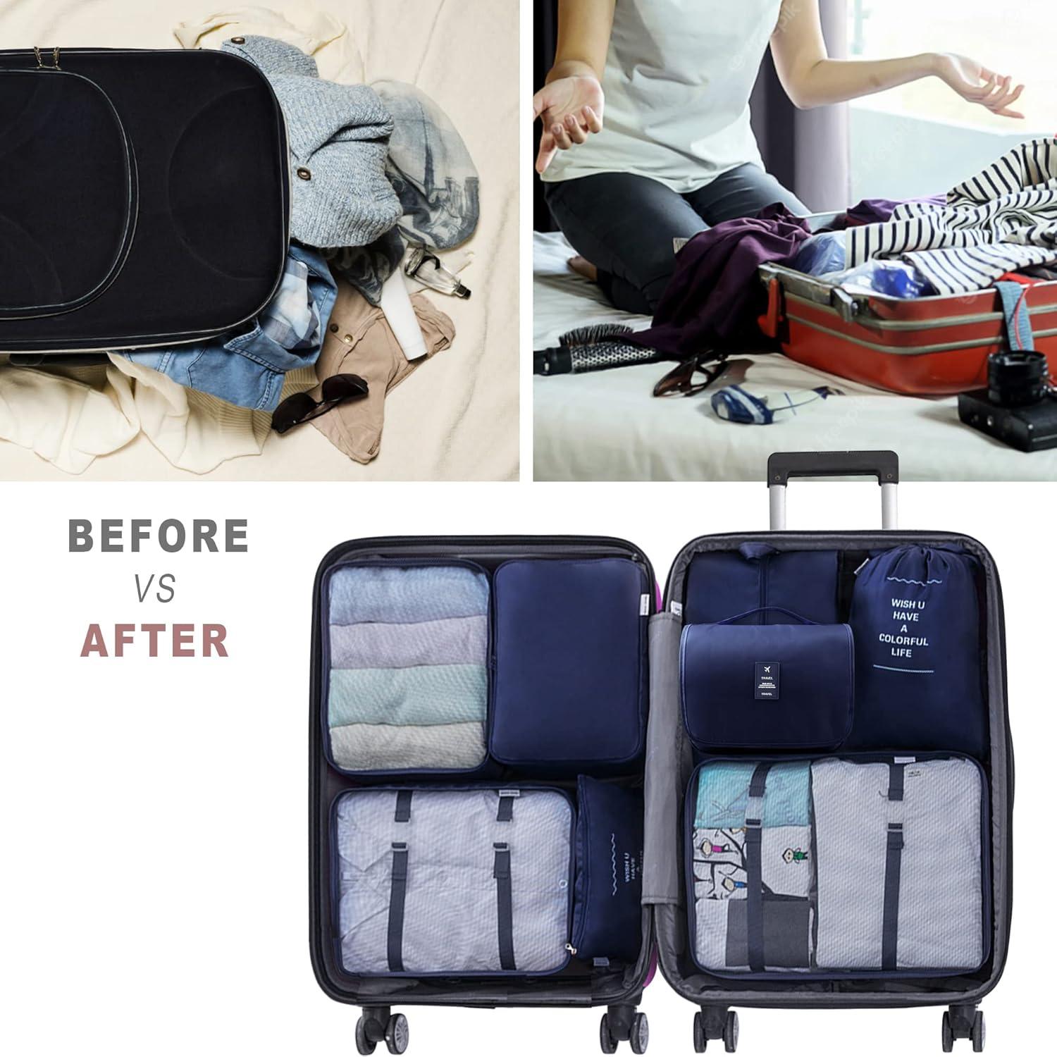 Set de Cubos de Empaque Ebbniur 8 Pzs Azul Marino