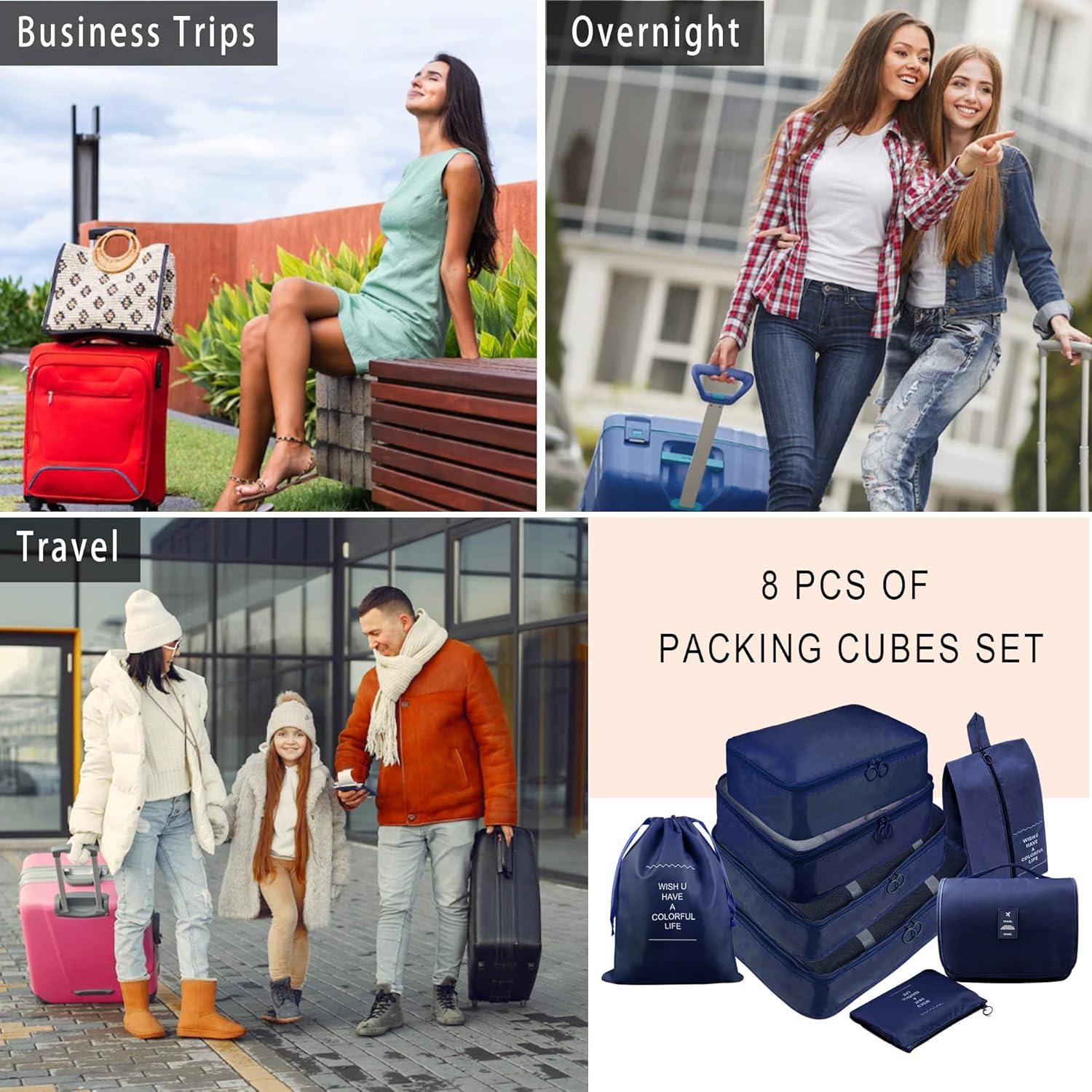 Set de Cubos de Empaque Ebbniur 8 Pzs Azul Marino