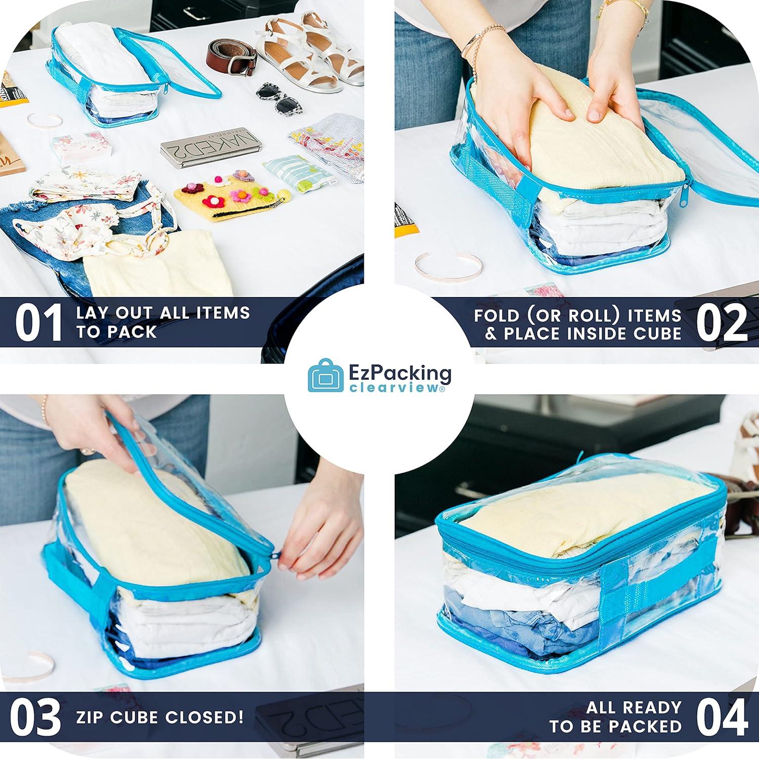 Cubo de Empaque de Viaje Rosa EzPacking 26x15cm PVC Transparente