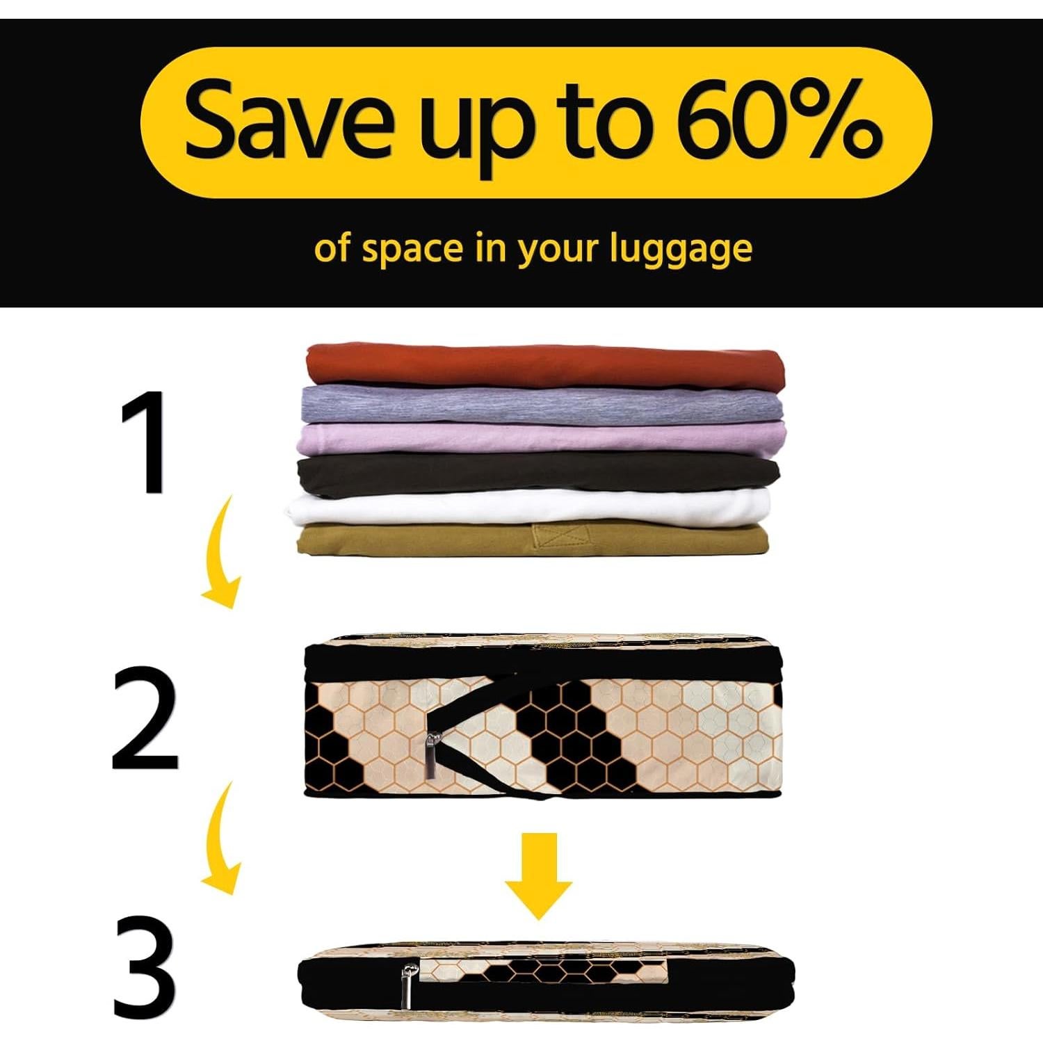 Set de 6 Cubos de Compresión Impermeables Ysnifeiw - Abejas Negras